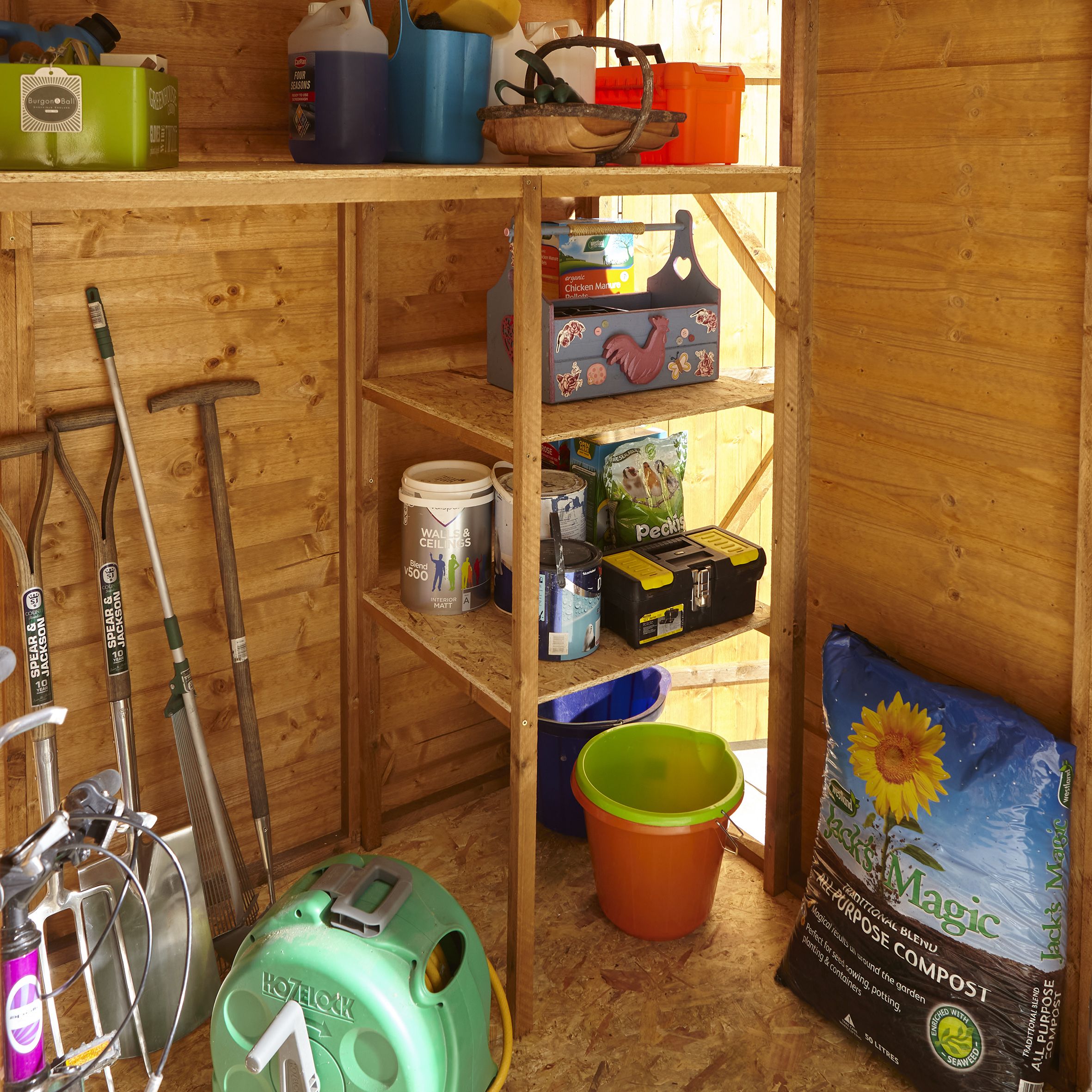 GoodHome Clapperton 8x6 ft Pent Wooden 2 door Shed with floor (Base included) - Assembly service included