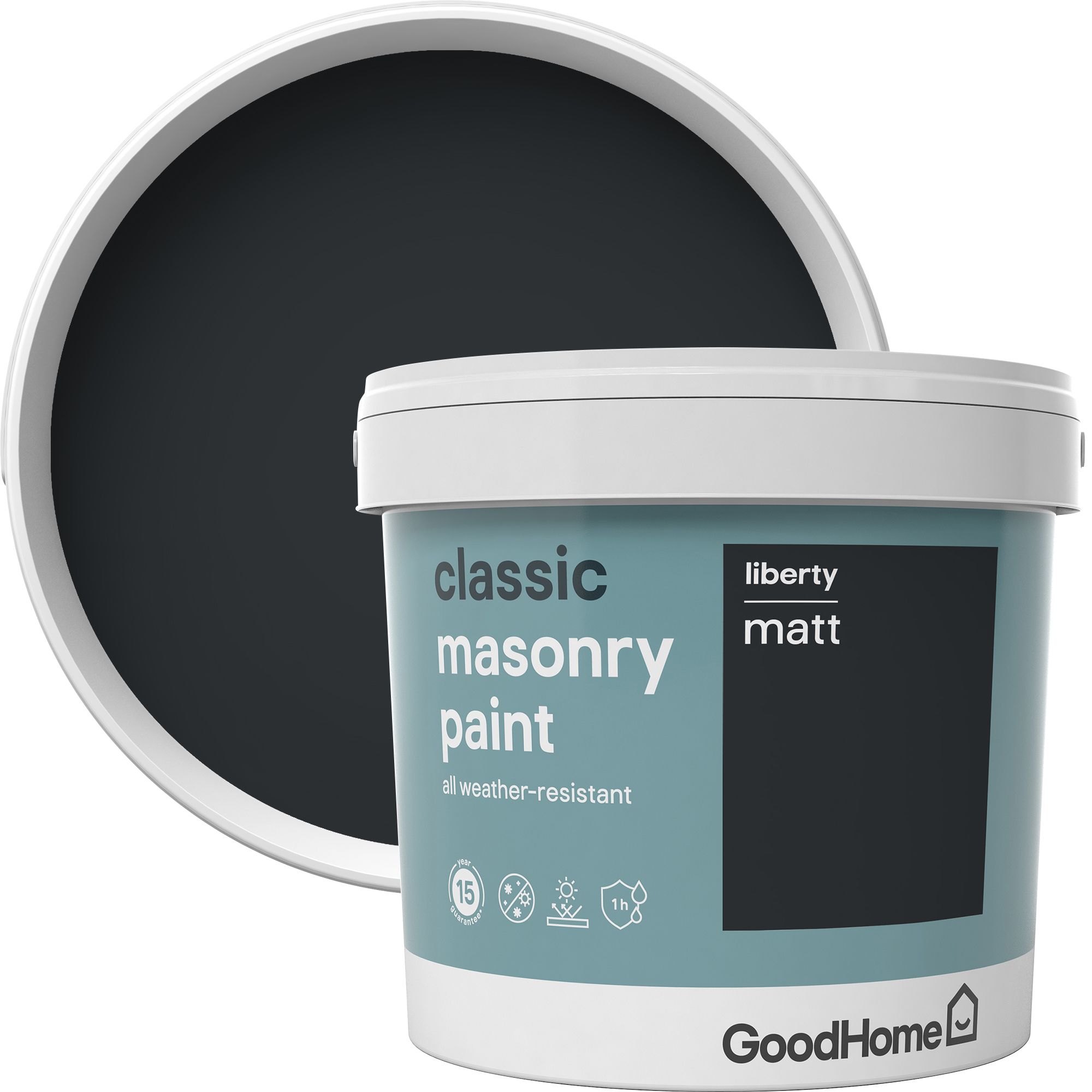 GoodHome Classic Liberty Smooth Matt Masonry paint, 5L Tin