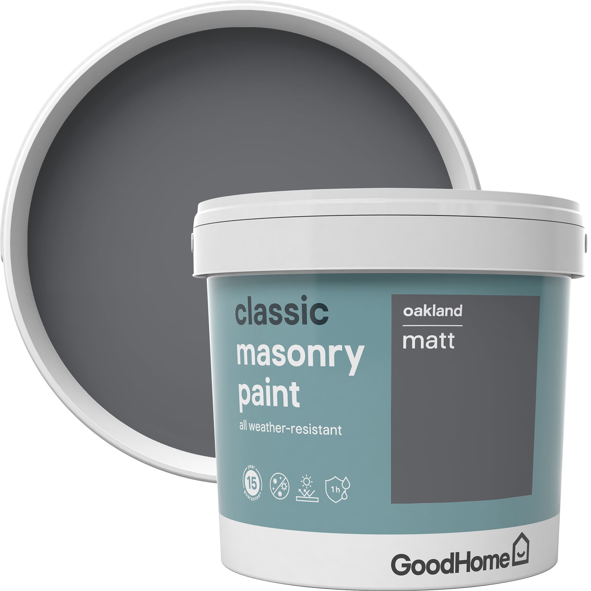 GoodHome Classic Oakland Smooth Matt Masonry paint, 5L Tin