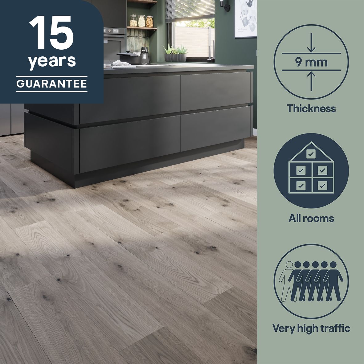 GoodHome Classy Grey Oak effect Composite Click flooring, 1.98m²