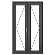 GoodHome Clear Double glazed Grey uPVC External Patio door & frame, (H)2090mm (W)1190mm