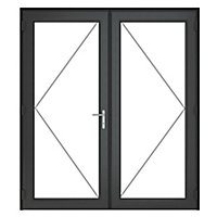 GoodHome Clear Double glazed Grey uPVC External Patio door & frame, (H)2090mm (W)1790mm