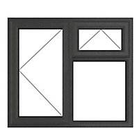GoodHome Clear Double glazed Grey uPVC Left-handed Top hung Window, (H)1190mm (W)1190mm
