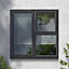 GoodHome Clear Double glazed Grey uPVC Left-handed Top hung Window, (H)1190mm (W)1190mm