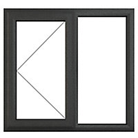 GoodHome Clear Double glazed Grey uPVC Left-handed Window, (H)1040mm (W)1190mm