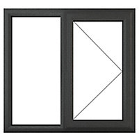 GoodHome Clear Double glazed Grey uPVC Right-handed Window, (H)965mm (W)1190mm