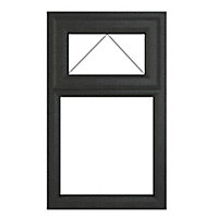 GoodHome Clear Double glazed Grey uPVC Top hung Window, (H)820mm (W)610mm