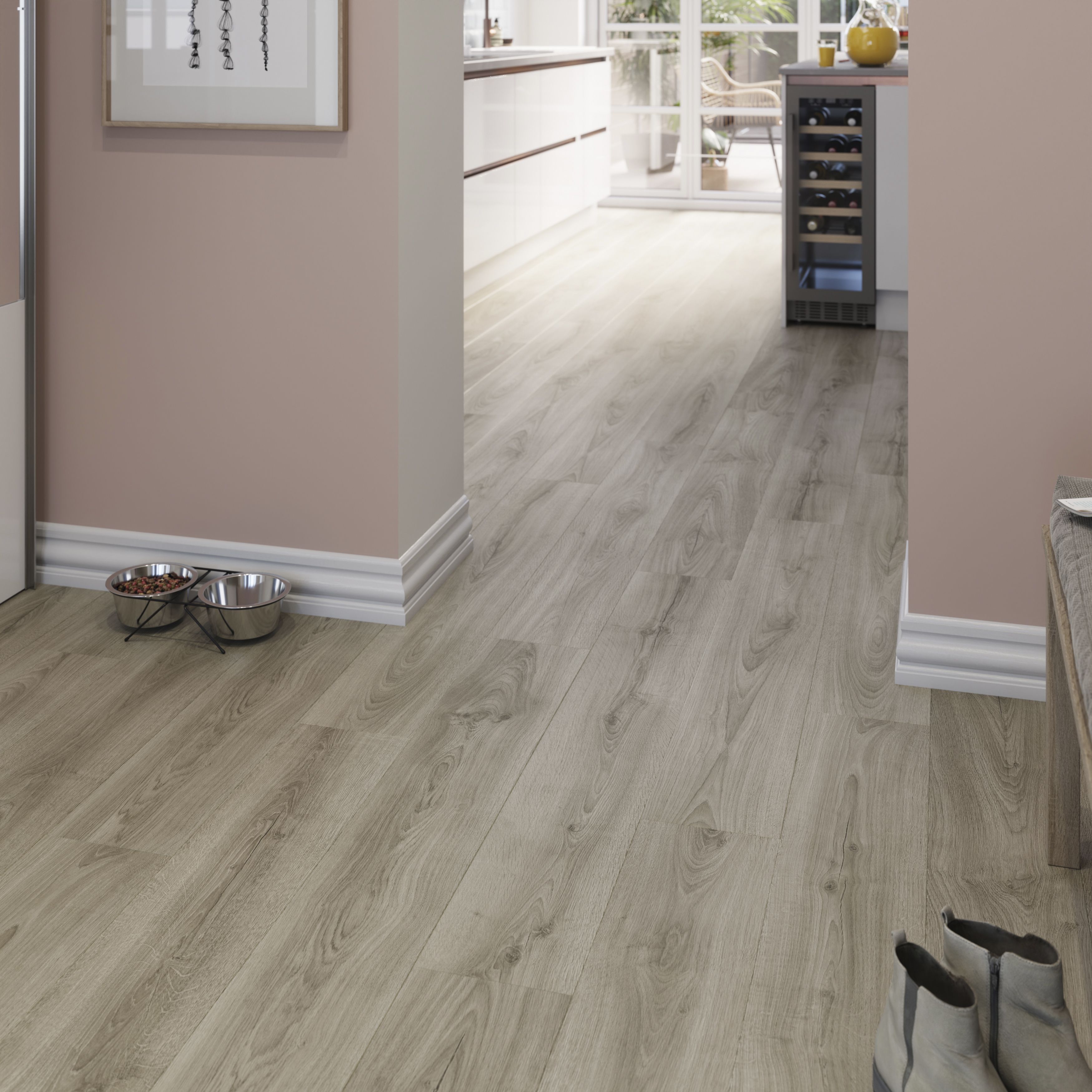 GoodHome Cleobury Grey Oak effect Laminate Flooring, 1.69m²