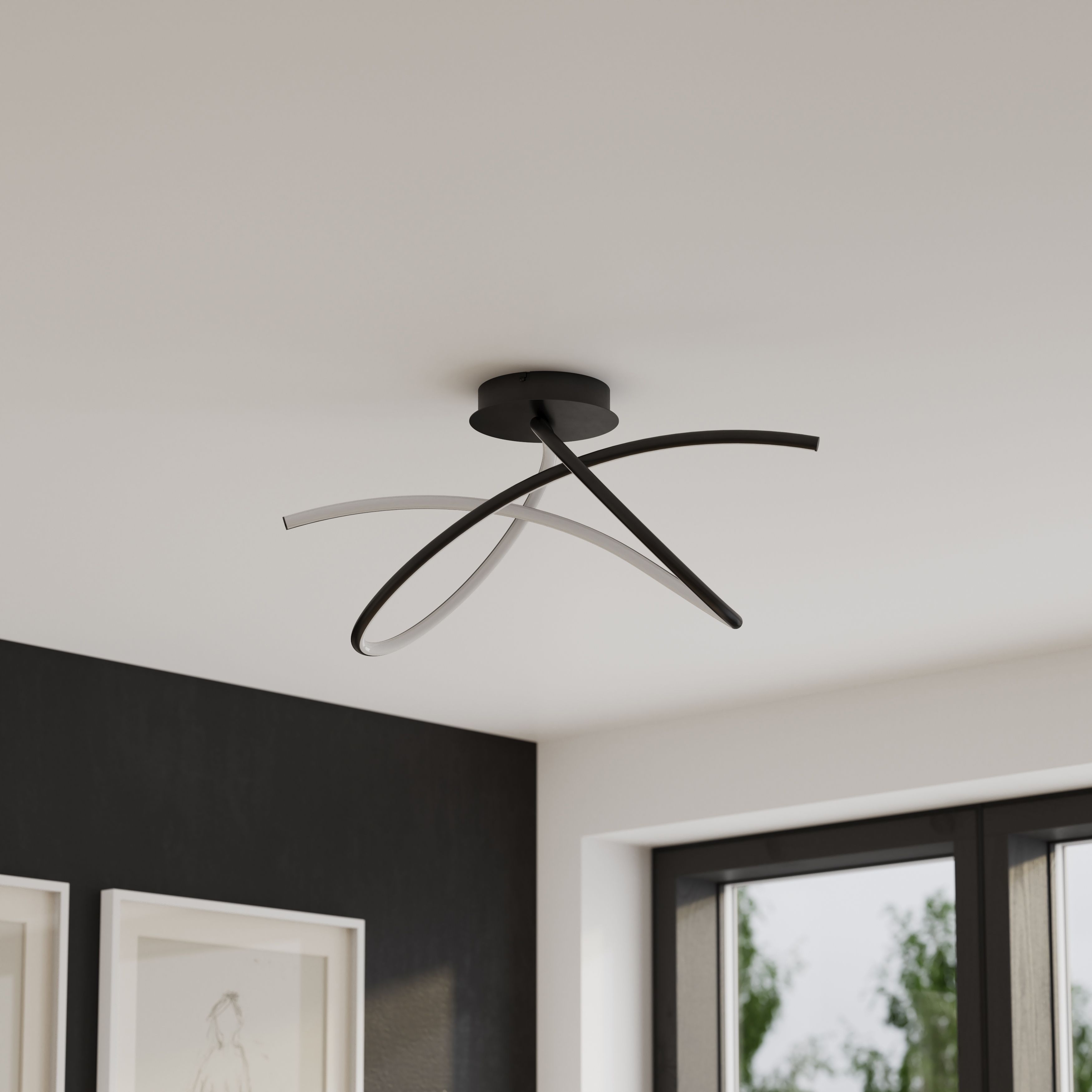 GoodHome Cleve Matt Metal & plastic Black LED Ceiling light