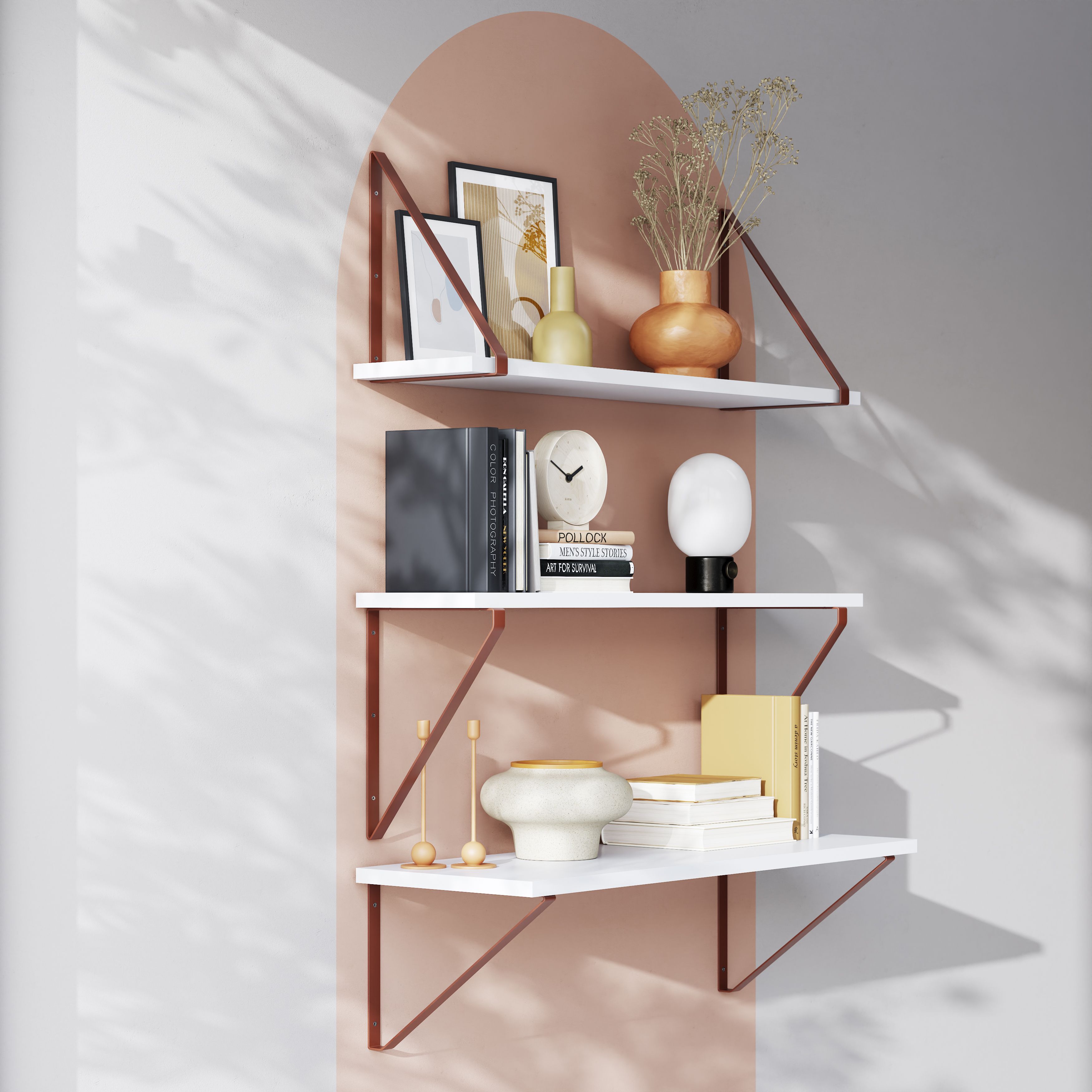 GoodHome Clever Pink Steel Shelving bracket (H)280mm (D)200mm