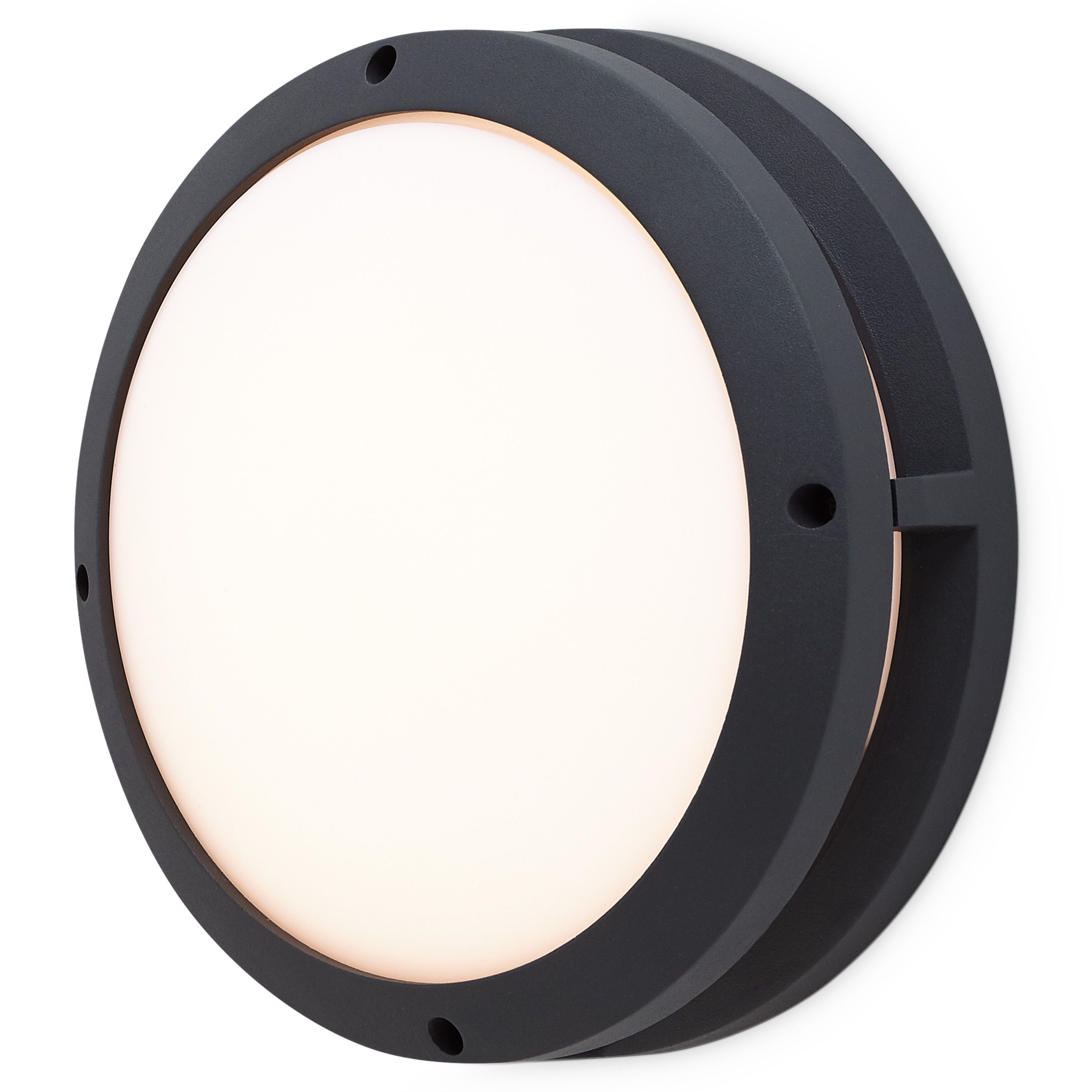 GoodHome Coffman Fixed Matt Dark grey Mains-powered Integrated LED Outdoor Round Wall light 1400lm (Dia)26cm