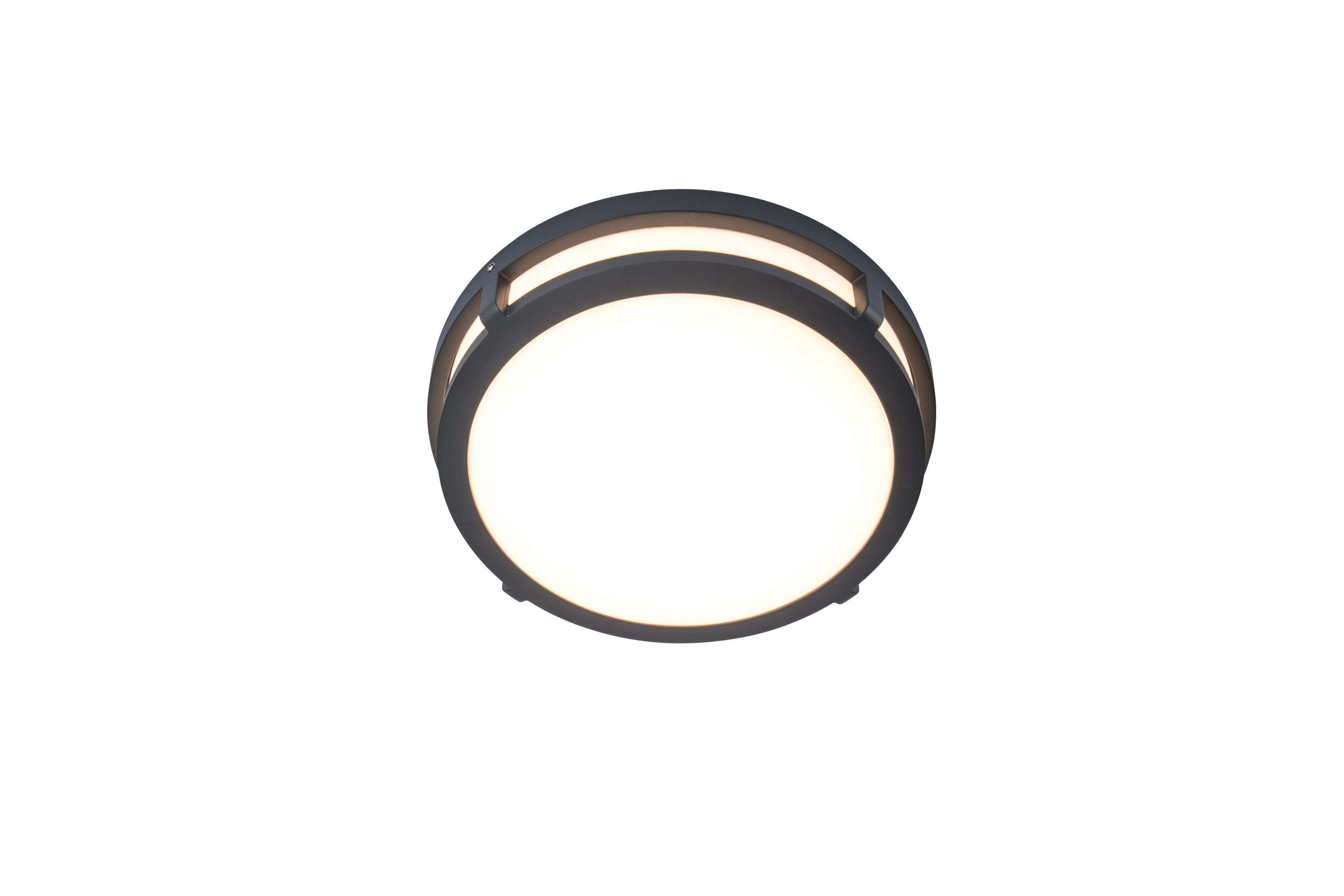 GoodHome Coffman Fixed Matt Dark grey Mains-powered Integrated LED Outdoor Round Wall light 1400lm (Dia)26cm