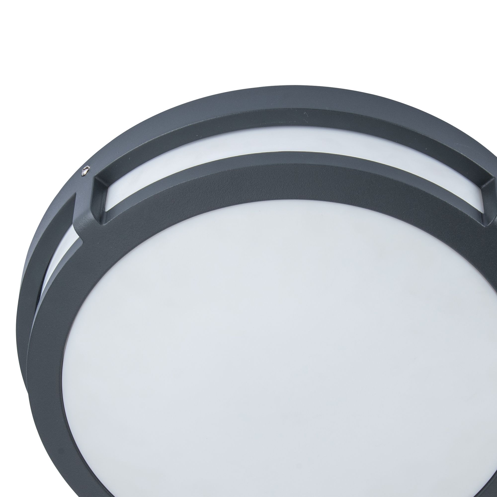 GoodHome Coffman Fixed Matt Dark grey Mains-powered Integrated LED Outdoor Round Wall light 1400lm (Dia)26cm