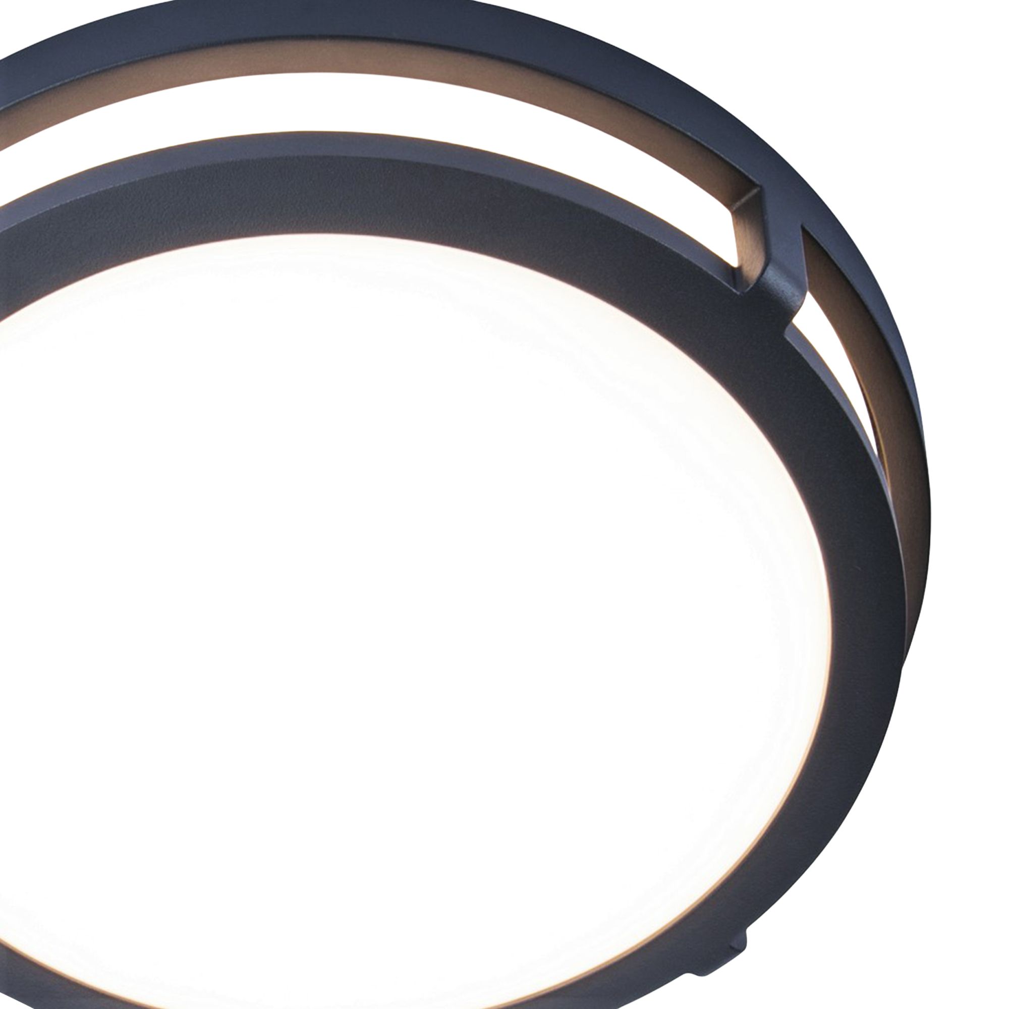 GoodHome Coffman Fixed Matt Dark grey Mains-powered Integrated LED Outdoor Round Wall light 1400lm (Dia)26cm