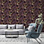 GoodHome Coleton Purple Floral Textured Wallpaper