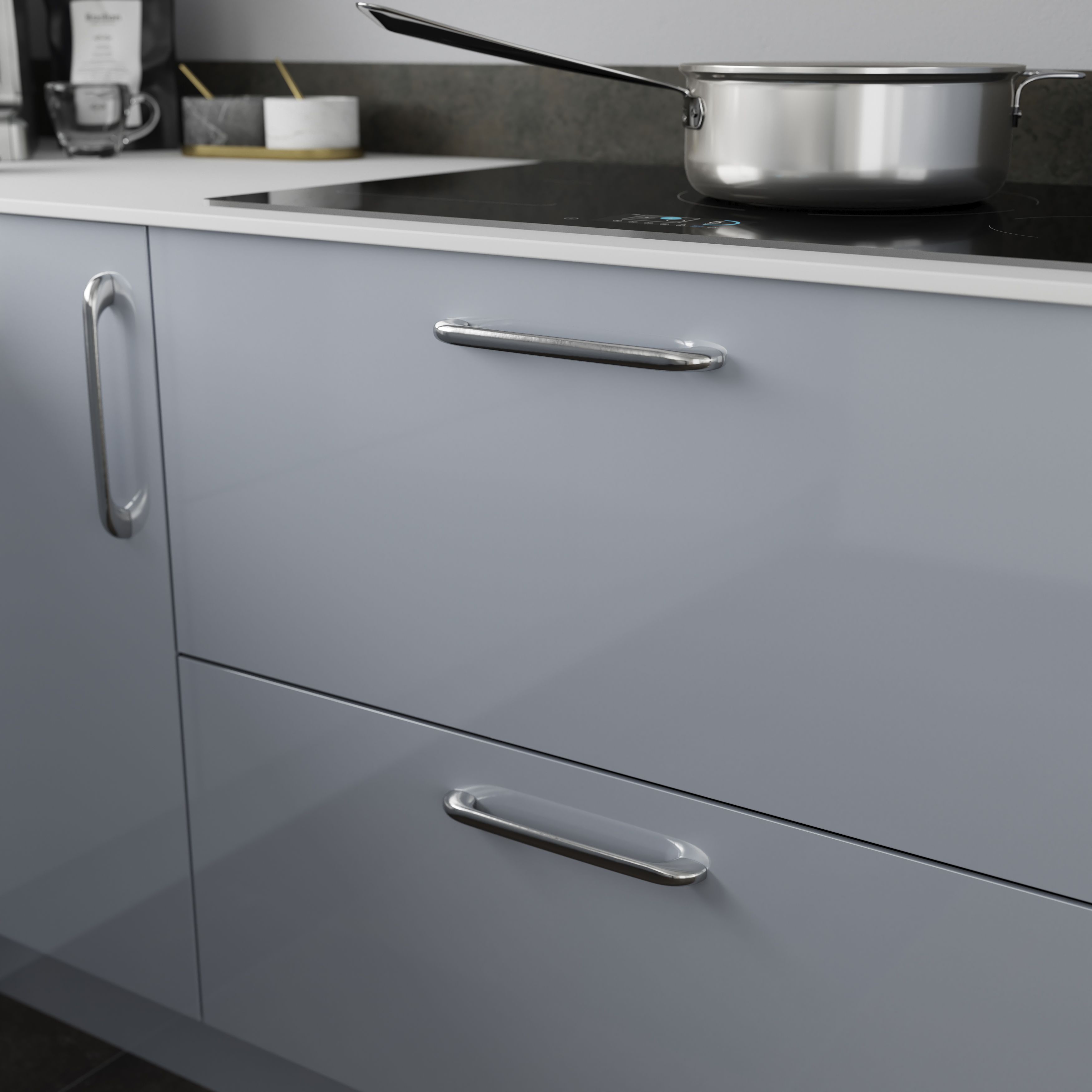 GoodHome Condio Chrome effect Kitchen cabinets Handle (L)22.5cm
