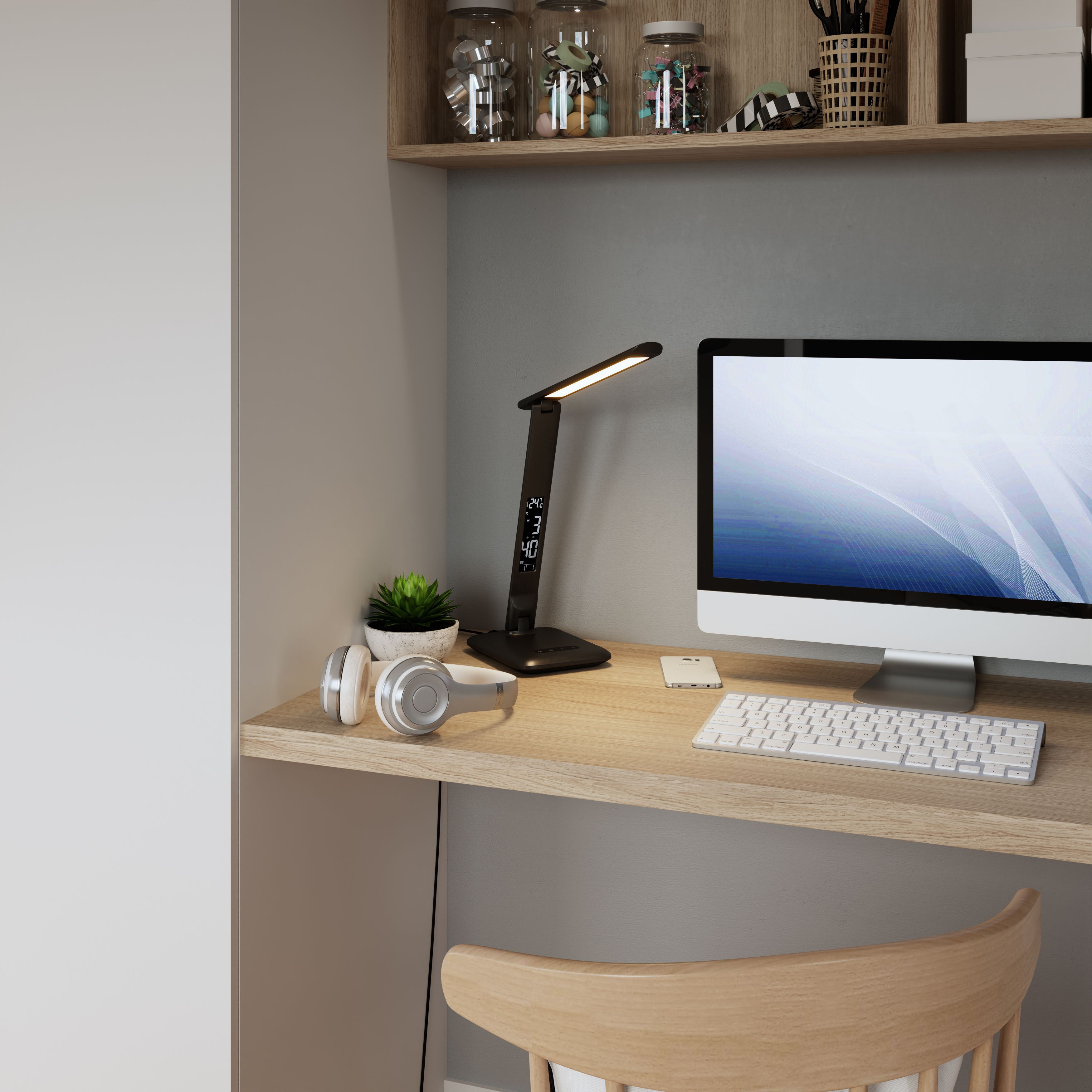GoodHome Conjola Matt Black Desk lamp
