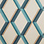 GoodHome Cornus Teal Geometric Mica effect Embossed Wallpaper