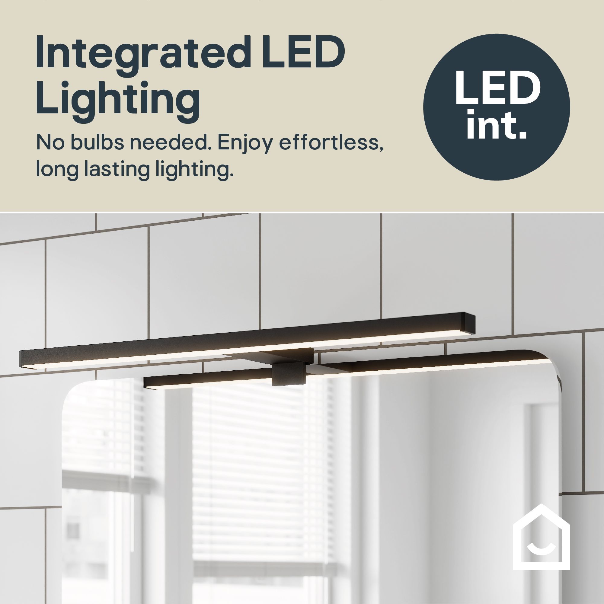 GoodHome Craven Black Wired LED Bathroom wall light