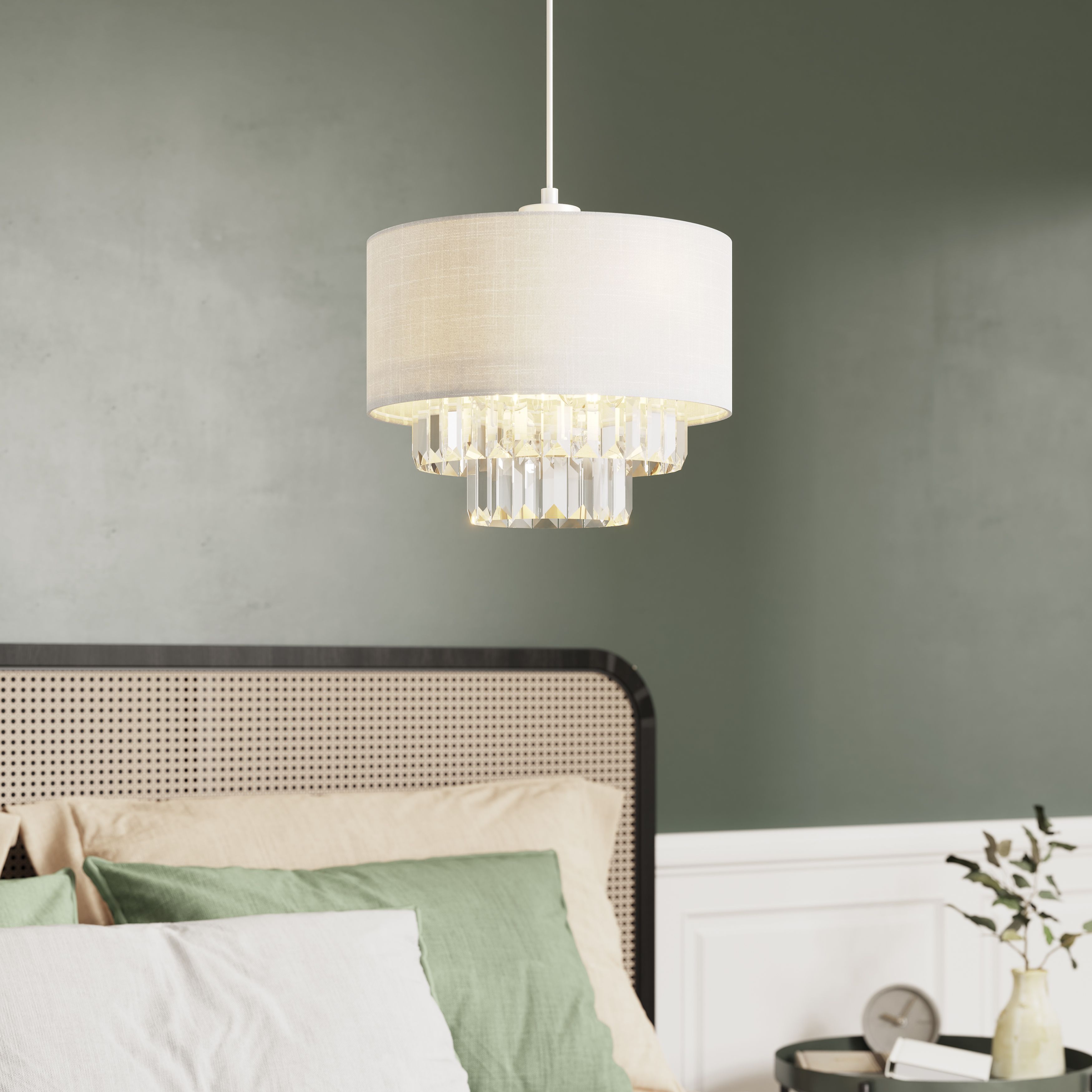 GoodHome Crowle White & clear Round Lamp shade (D)30cm