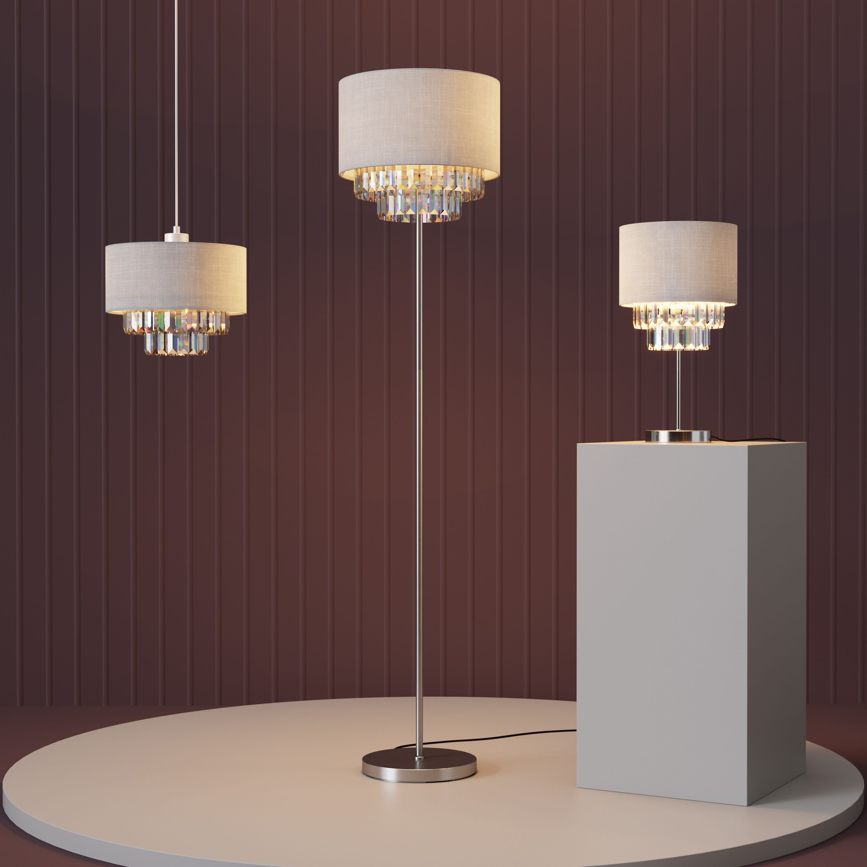 GoodHome Crowle White & clear Round Lamp shade (D)30cm