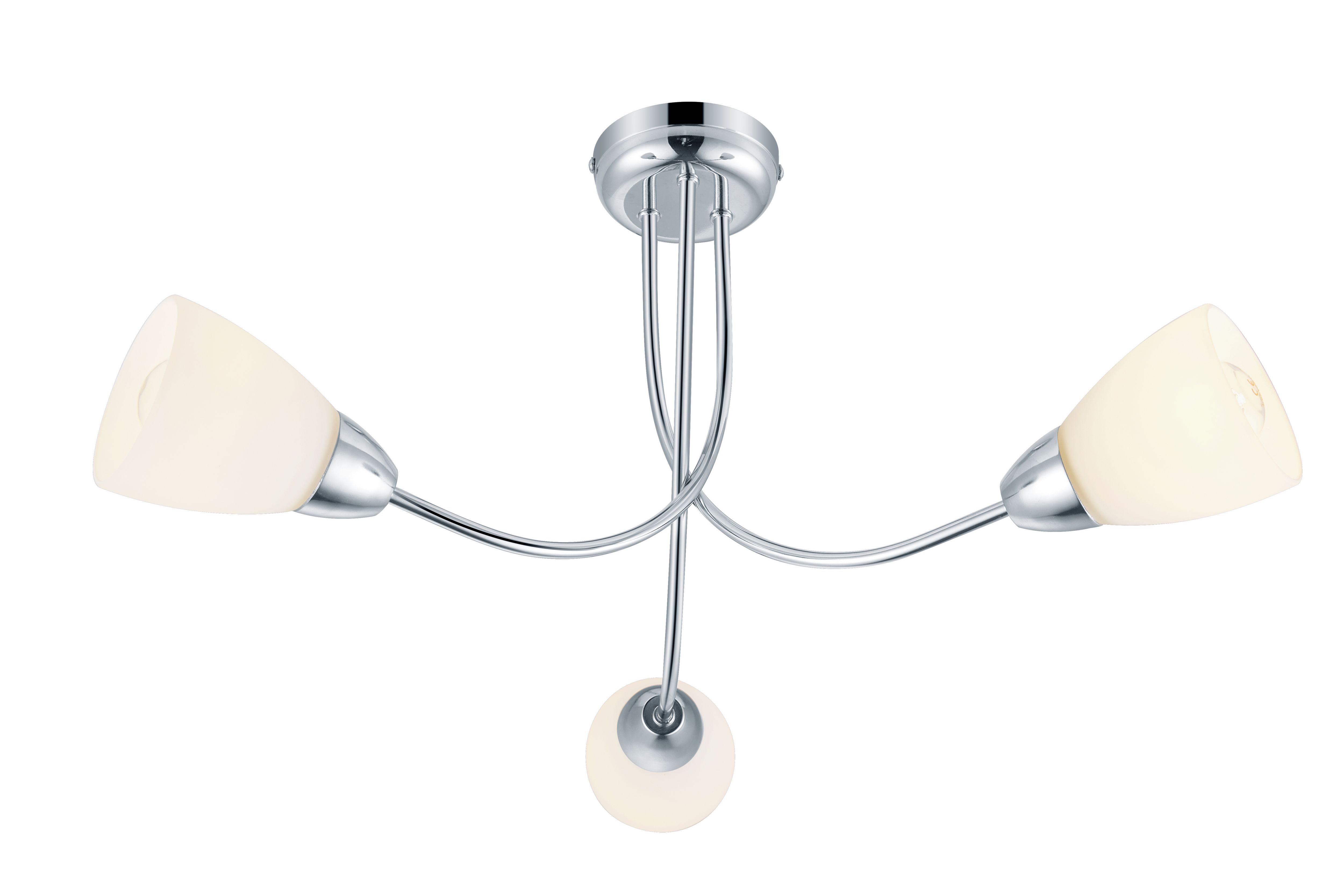 GoodHome Cura Glass & metal Chrome effect 3 Lamp Ceiling light