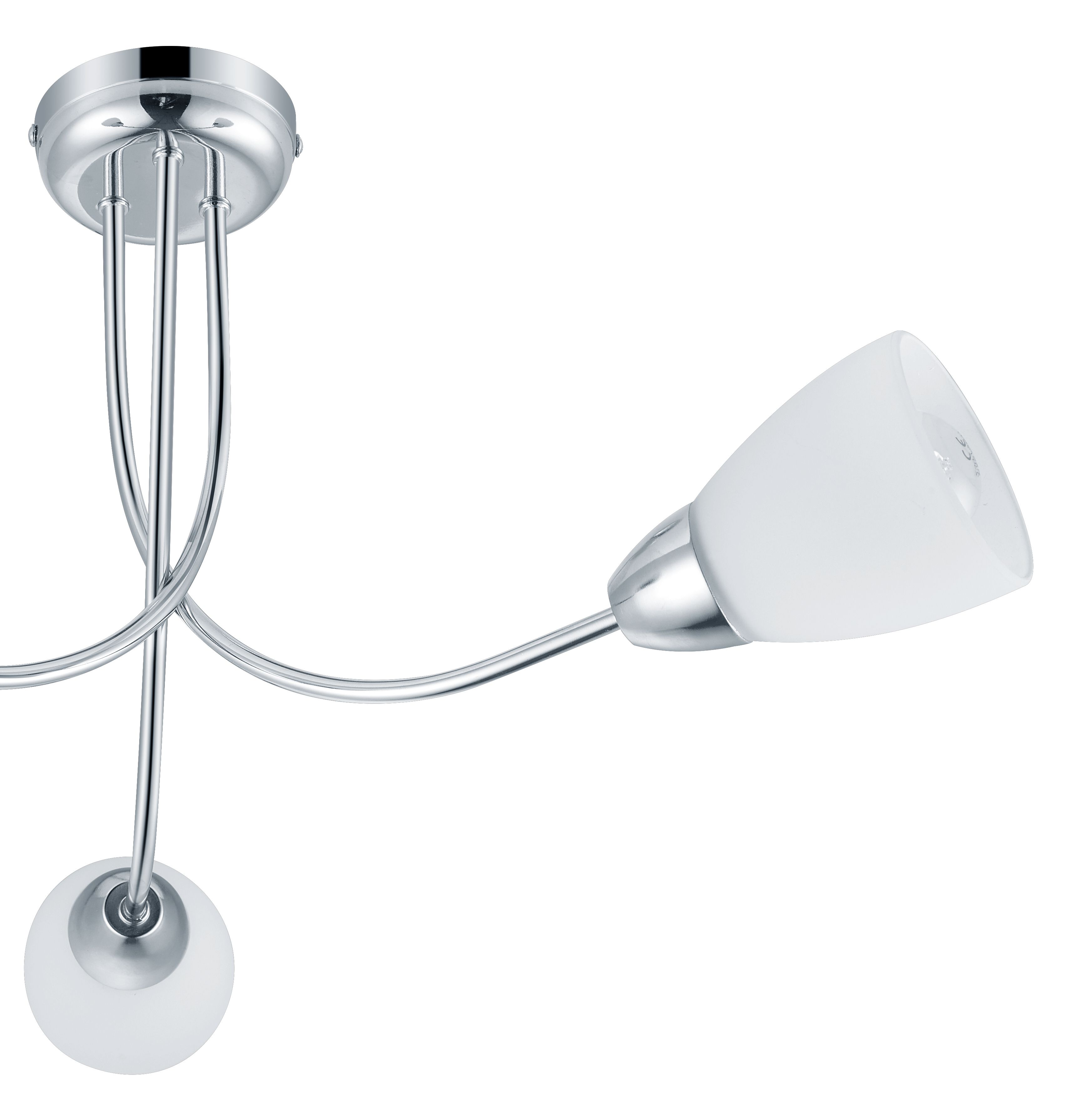 GoodHome Cura Glass & metal Chrome effect 3 Lamp Ceiling light