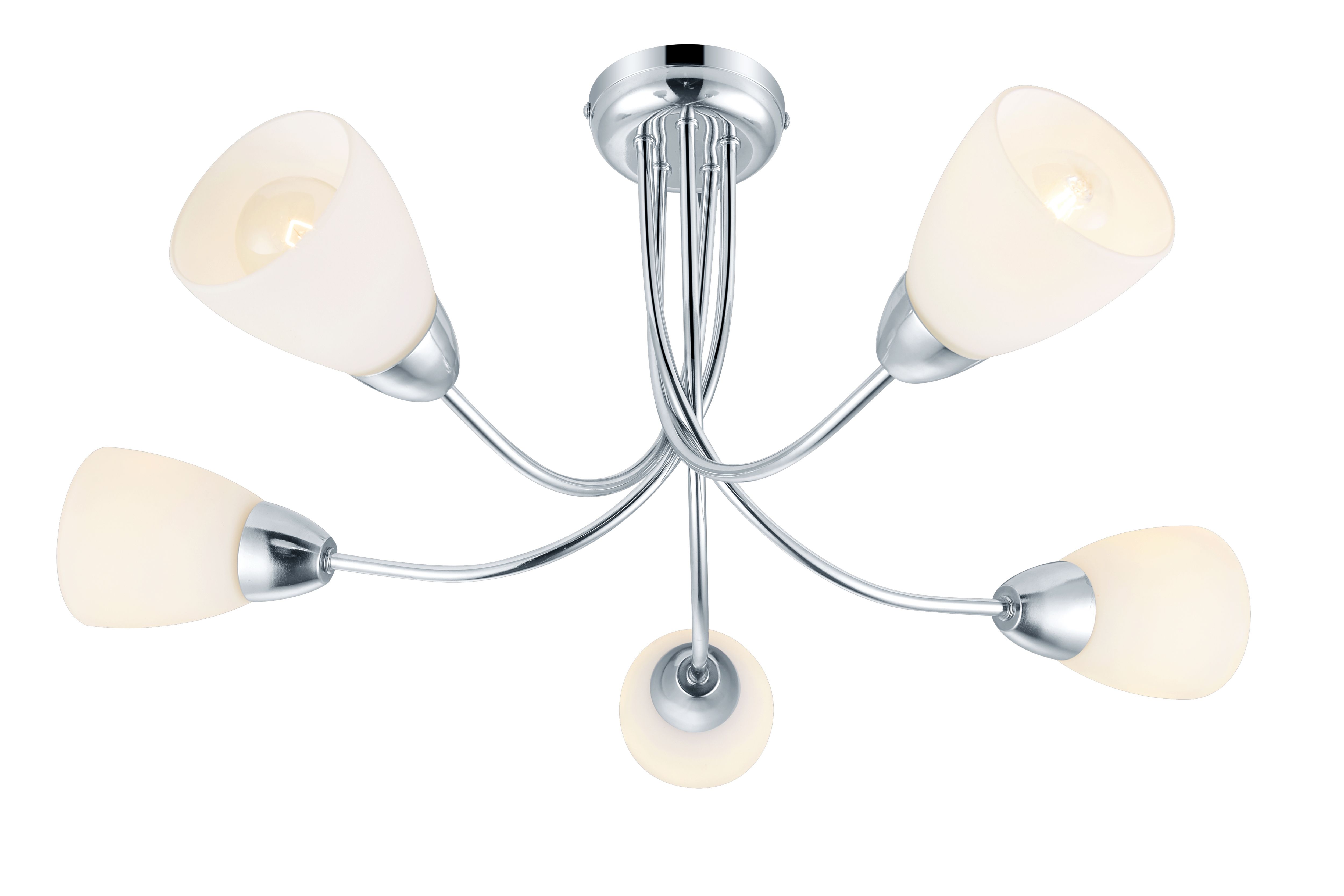 GoodHome Cura Glass & metal Chrome effect 5 Lamp Ceiling light