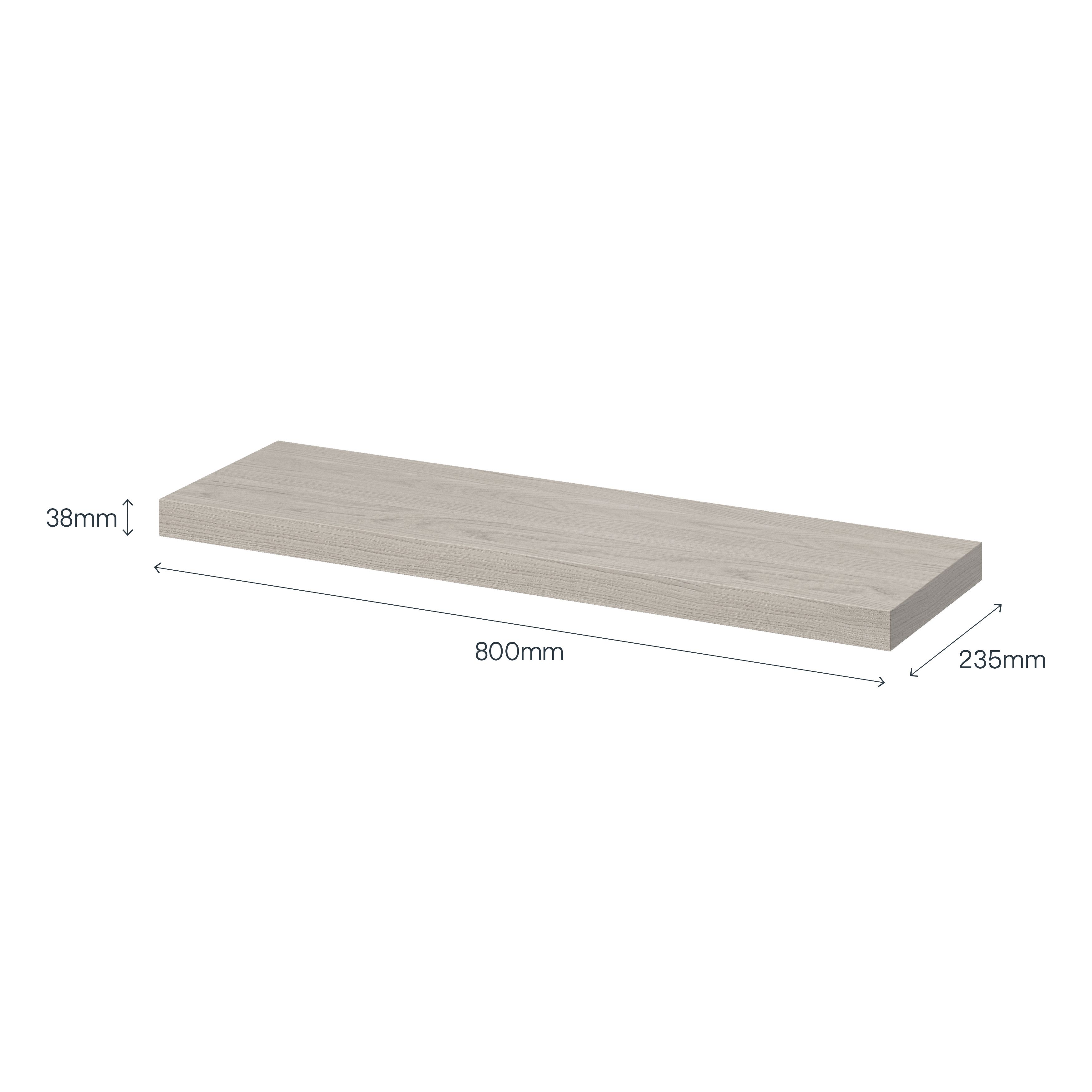 GoodHome Cusko Oak effect Rectangular Floating shelf (L)80cm x (D)23.5cm