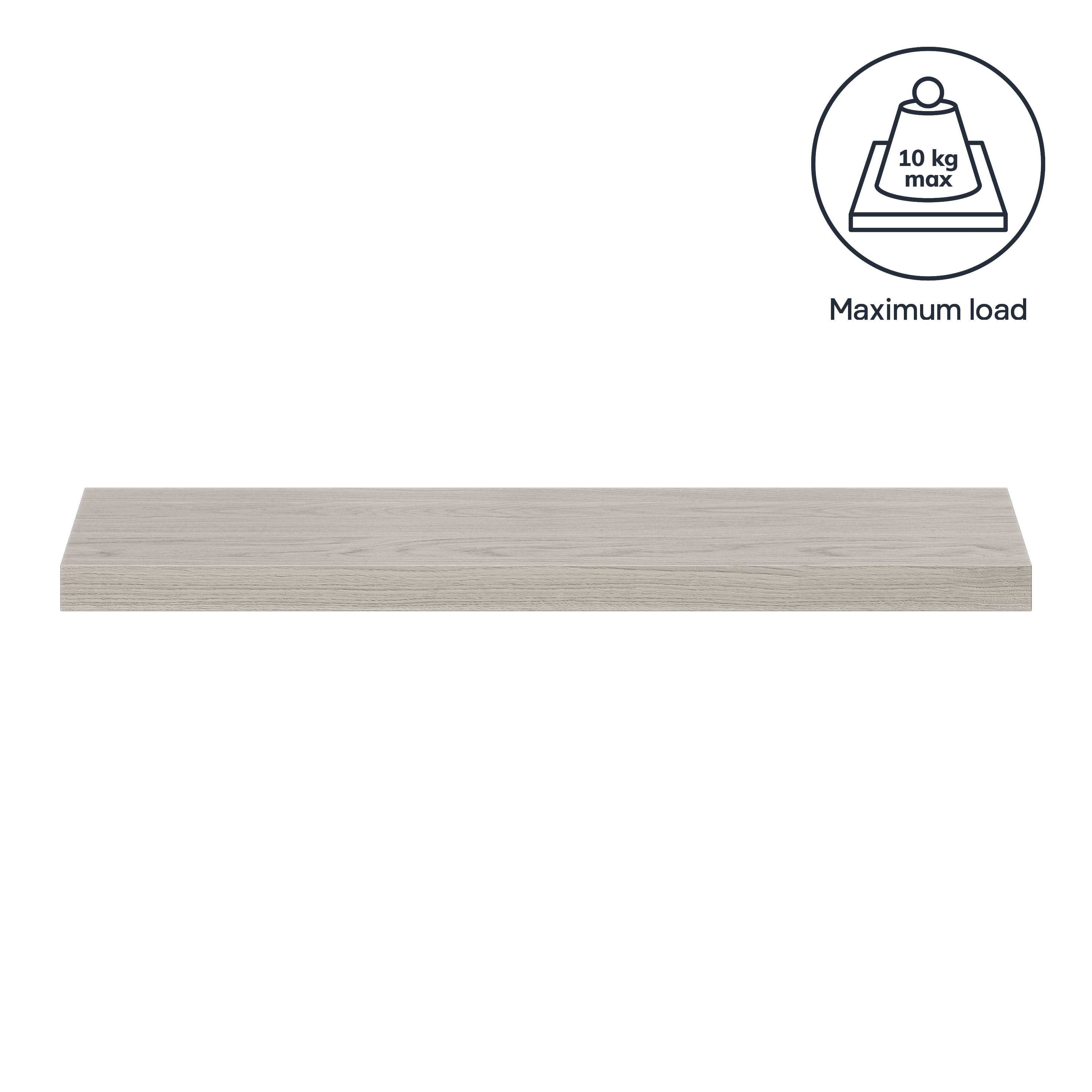 GoodHome Cusko Oak effect Rectangular Floating shelf (L)80cm x (D)23.5cm