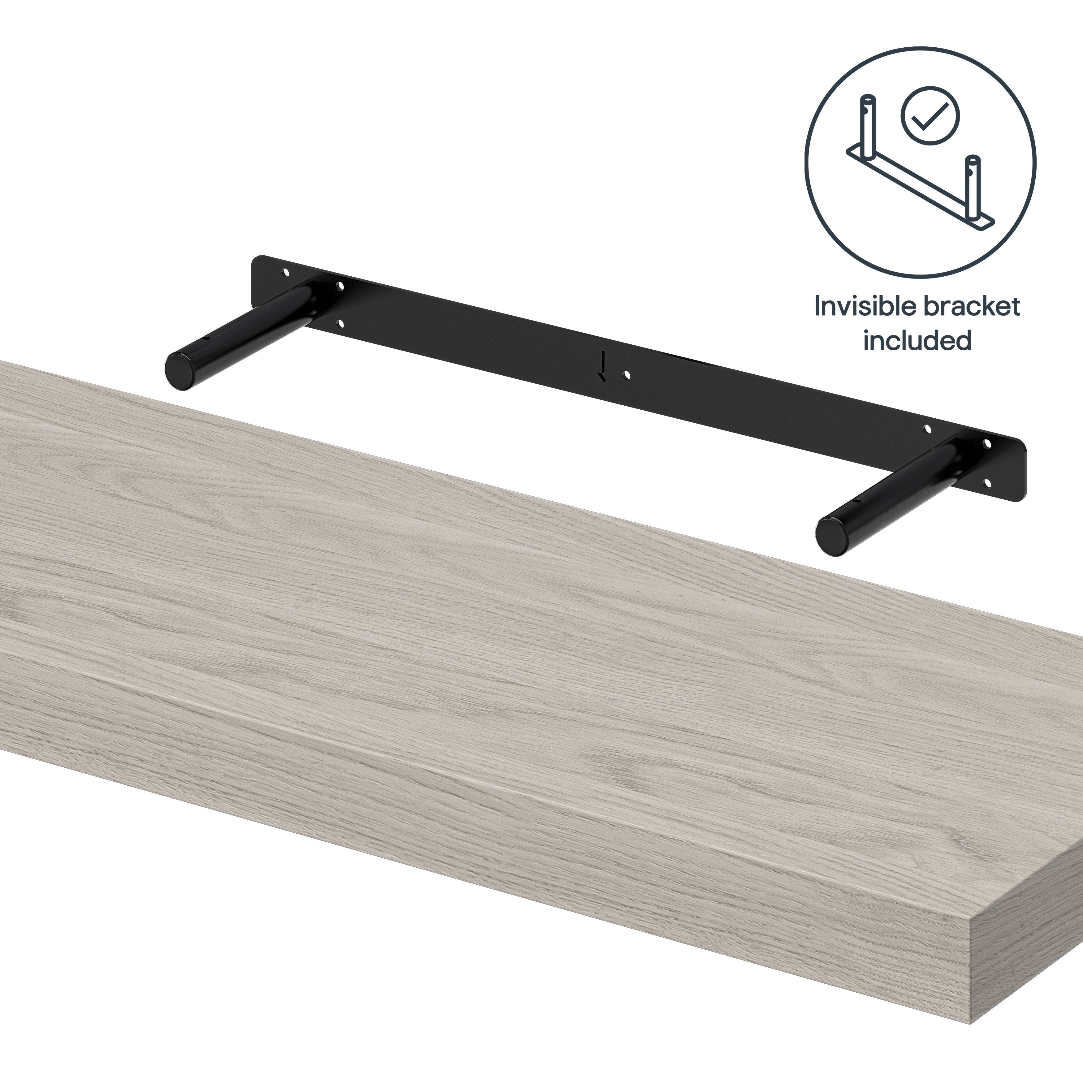 GoodHome Cusko Oak effect Rectangular Floating shelf (L)80cm x (D)23.5cm