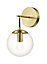 GoodHome Dacite Ball Satin Brushed Brass & clear shade Brass effect Wired LED Wall light