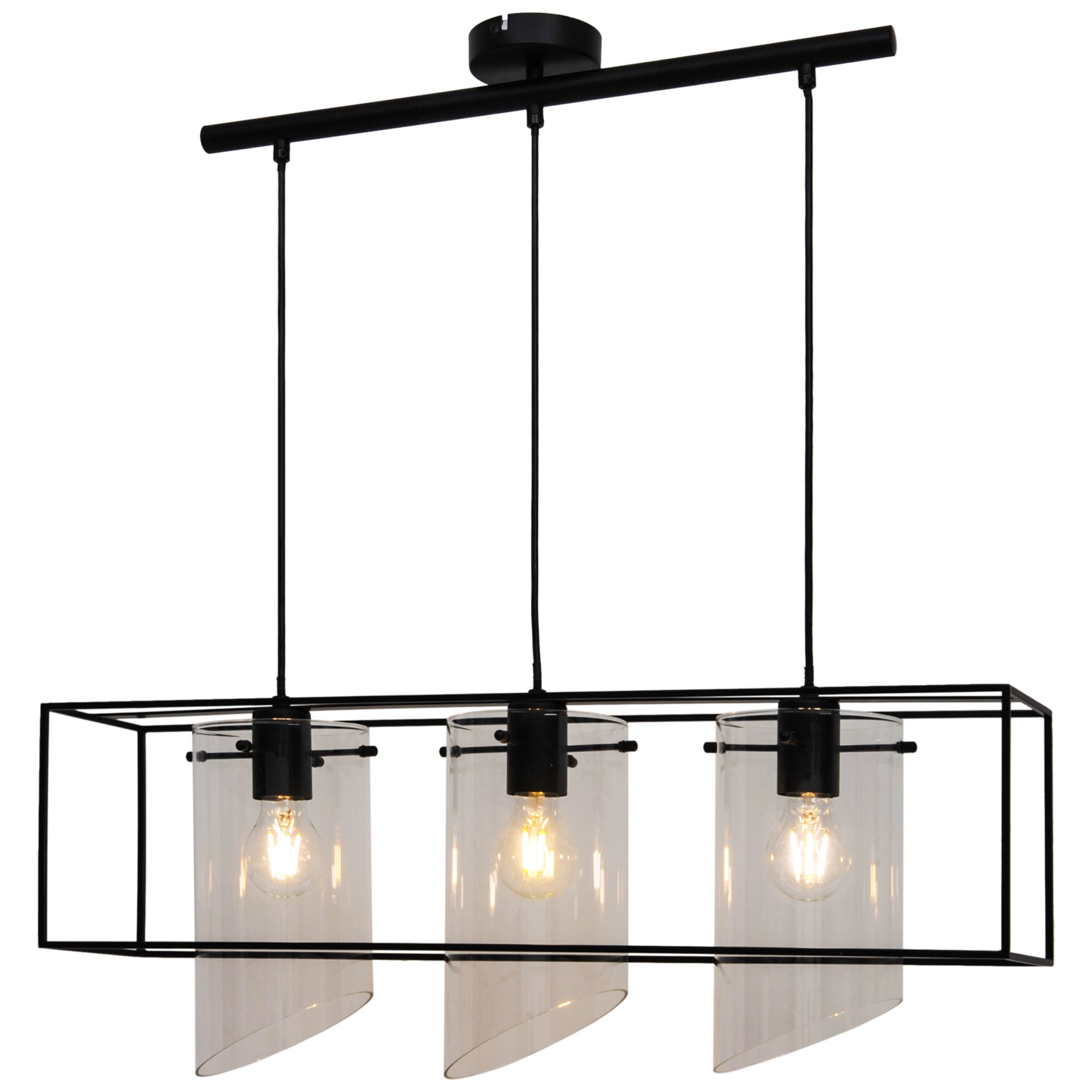 GoodHome Daluiz Matt Black 3 Lamp Pendant ceiling light