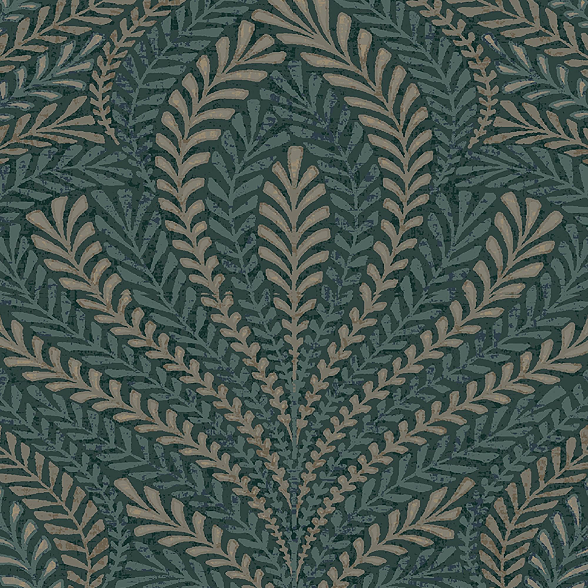 GoodHome Danbu Dark teal Metallic effect Ornamental Textured Wallpaper