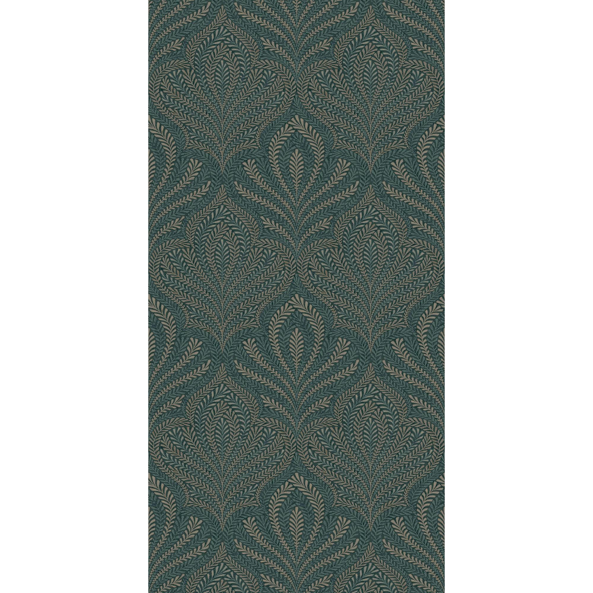 GoodHome Danbu Dark teal Metallic effect Ornamental Textured Wallpaper