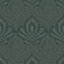 GoodHome Danbu Dark teal Ornamental Metallic effect Textured Wallpaper Sample