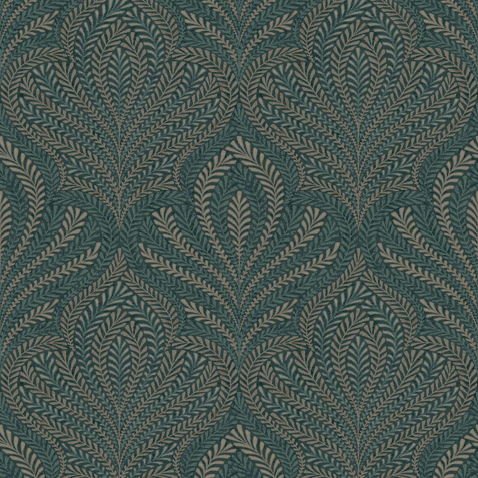GoodHome Danbu Dark teal Ornamental Metallic effect Textured Wallpaper Sample