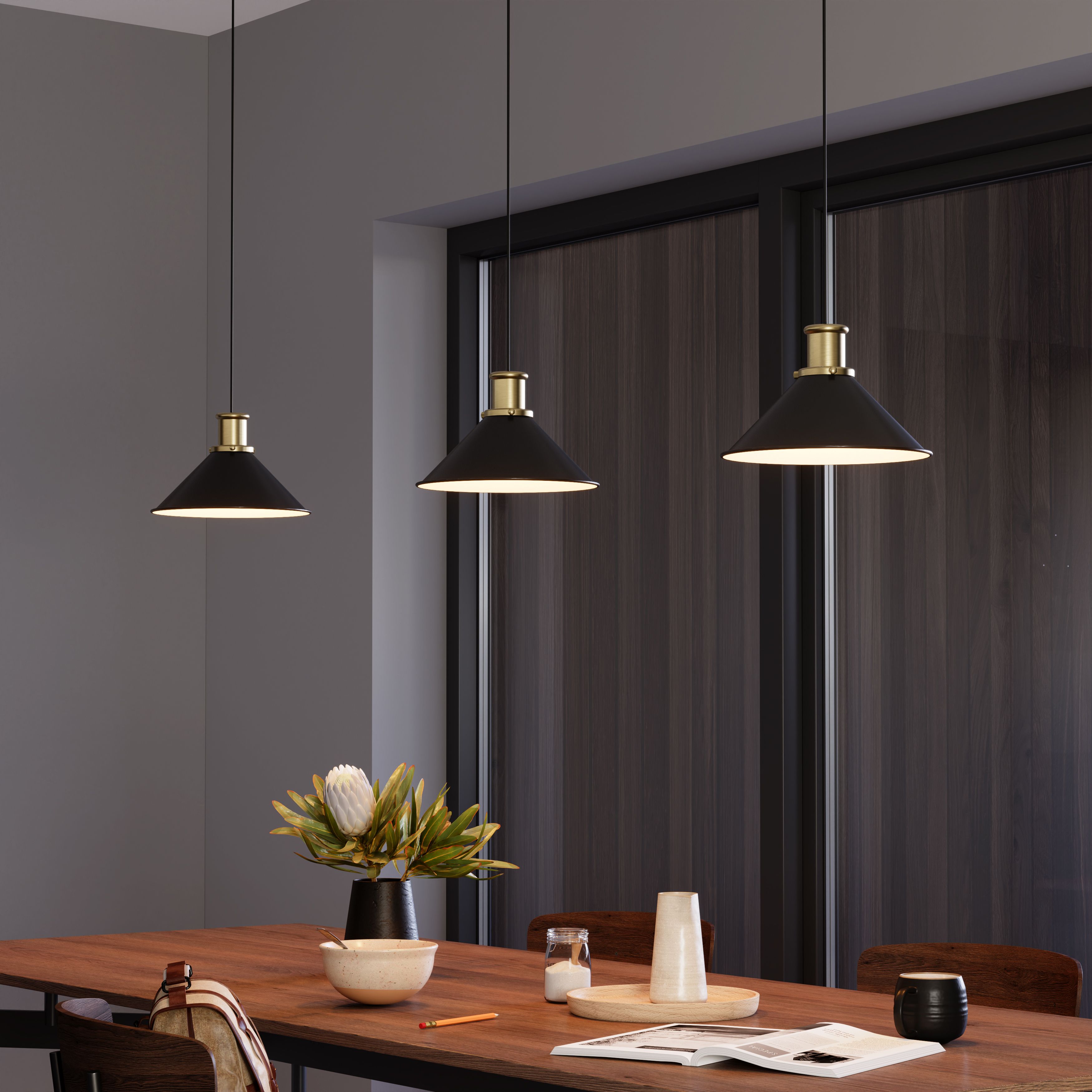 GoodHome Danvers Black Coolie Cone Lamp shade (D)26cm
