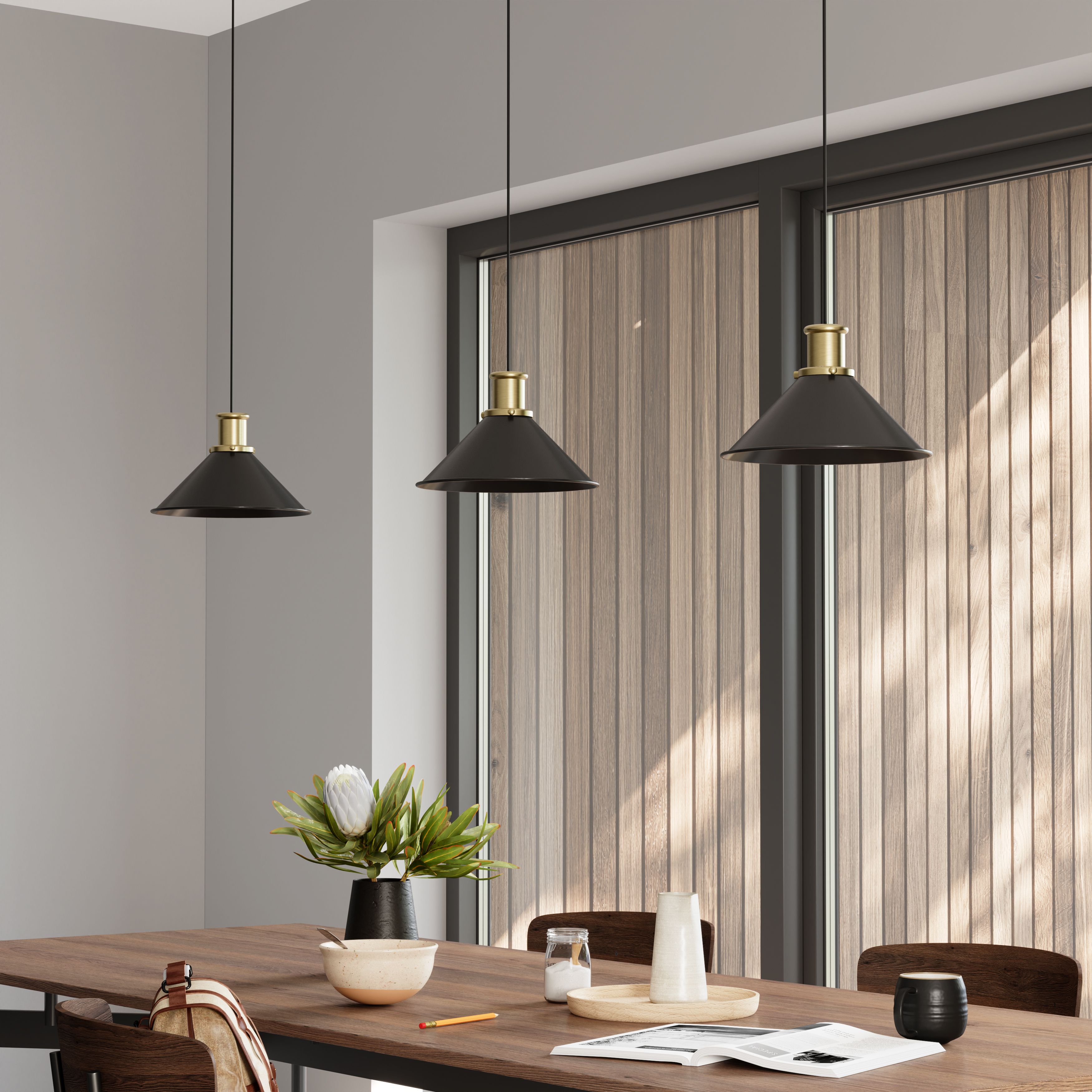 GoodHome Danvers Black Coolie Cone Lamp shade (D)26cm