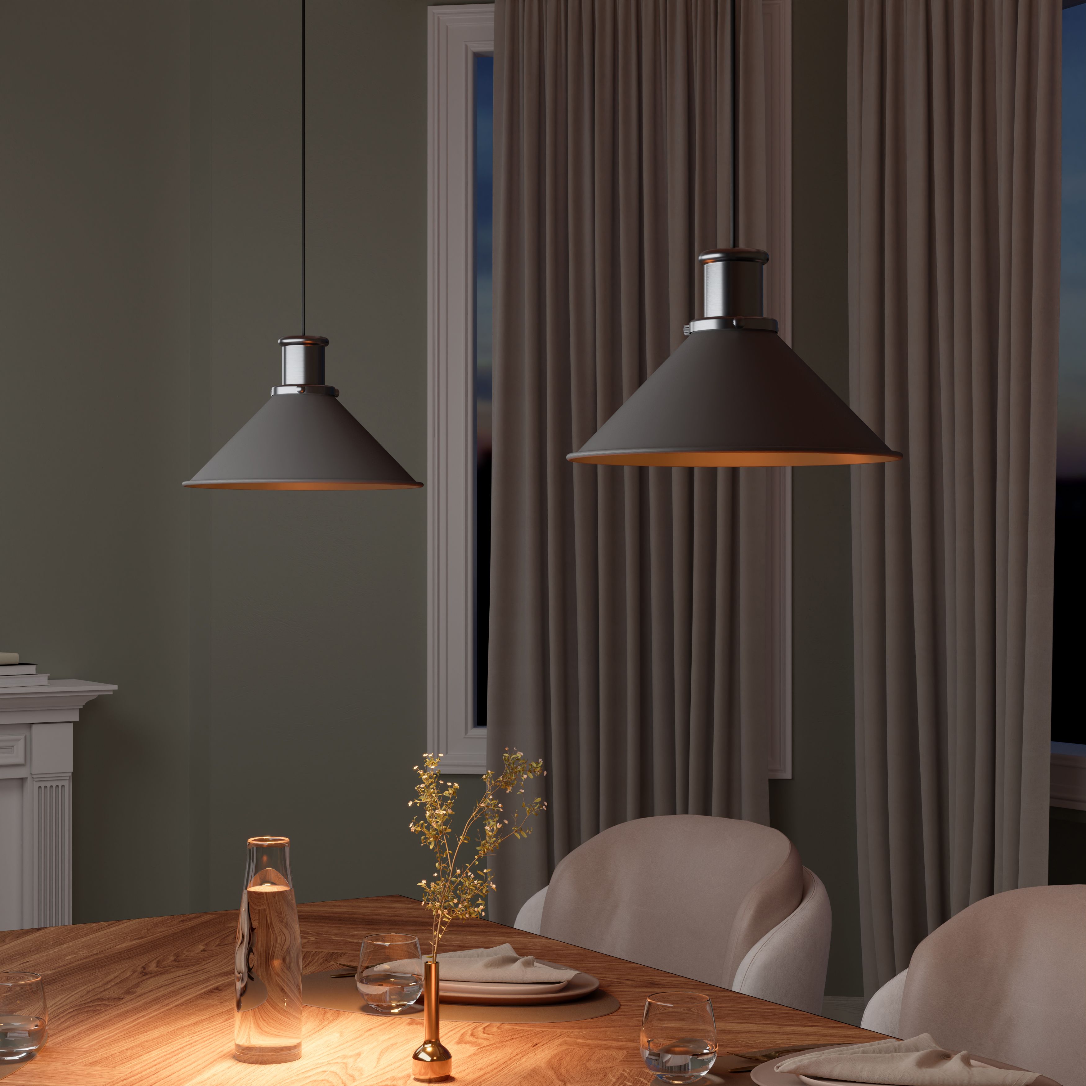 GoodHome Danvers Grey Coolie Cone Lamp shade (D)26cm