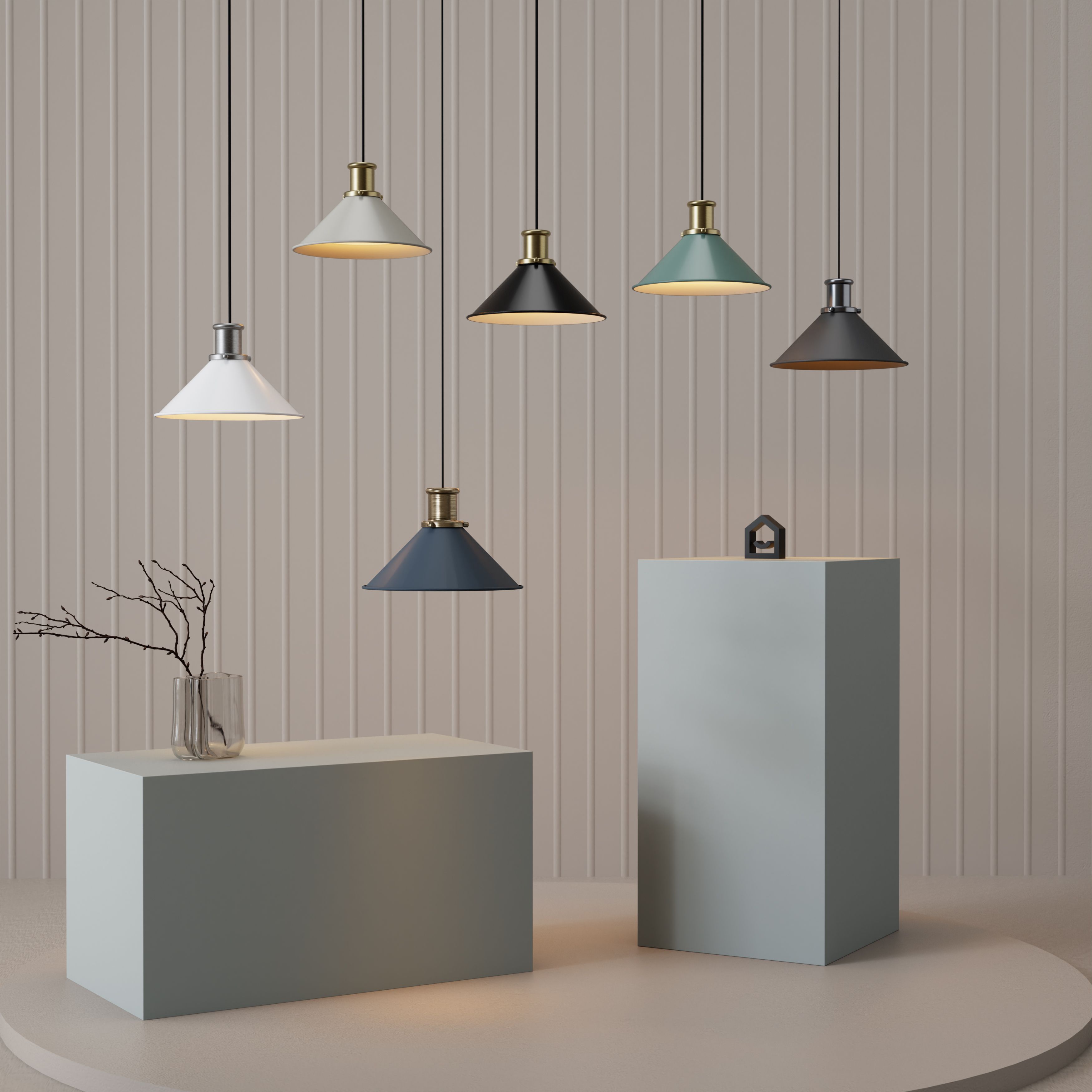 GoodHome Danvers Grey Coolie Cone Lamp shade (D)26cm