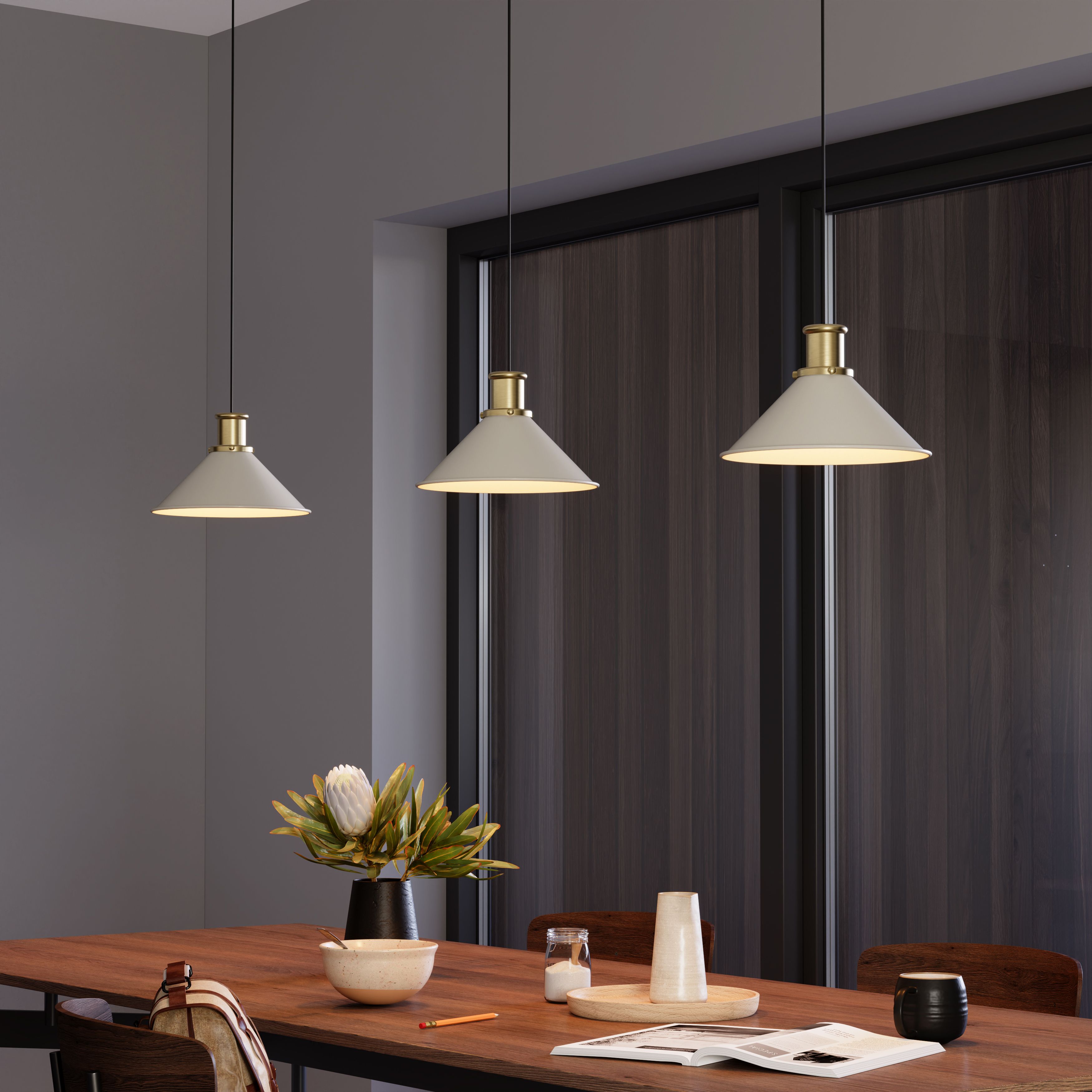 GoodHome Danvers Taupe Coolie Cone Lamp shade (D)26cm