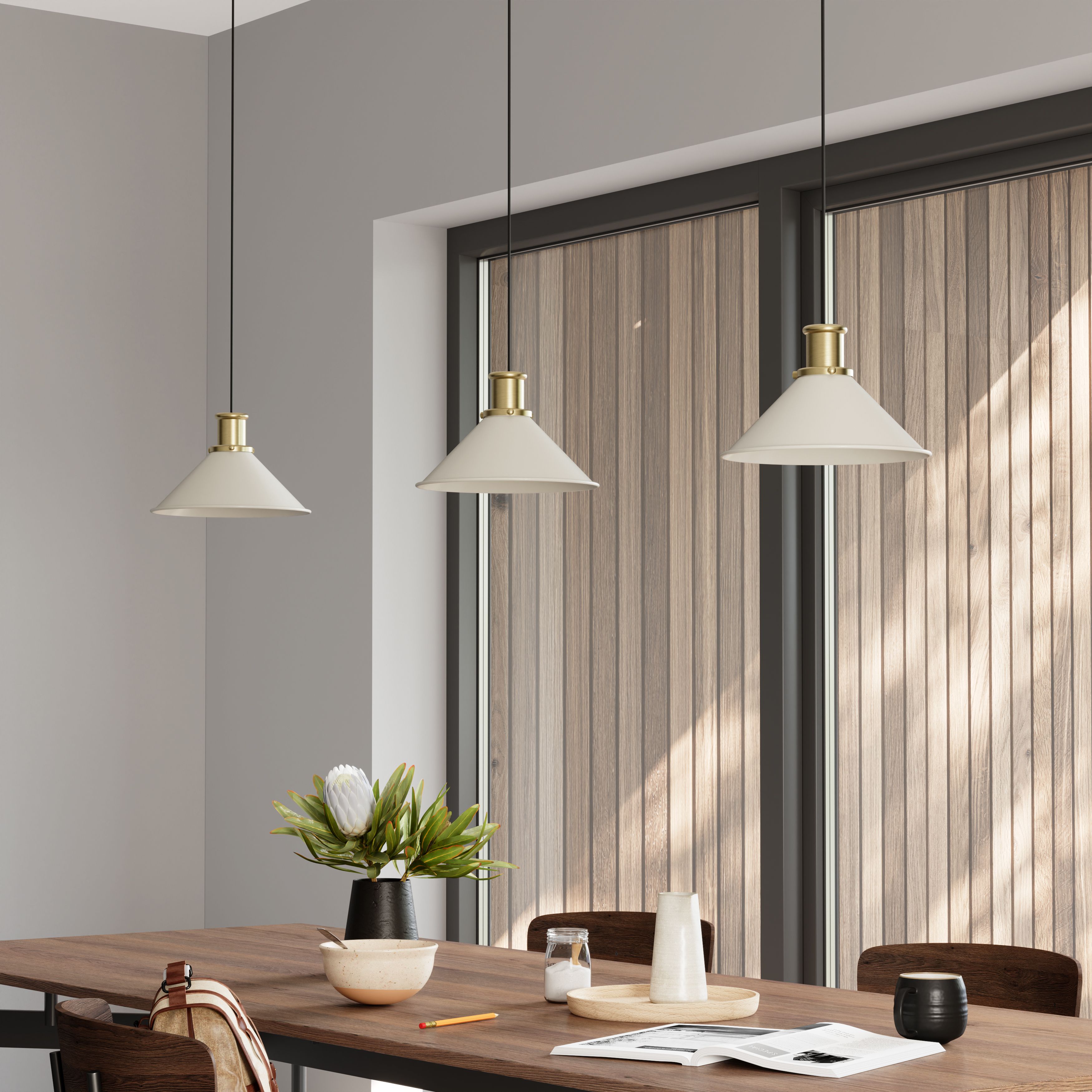 GoodHome Danvers Taupe Coolie Cone Lamp shade (D)26cm