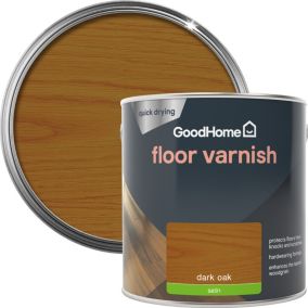 GoodHome Dark Oak Satin Floor Wood varnish, 2.5L