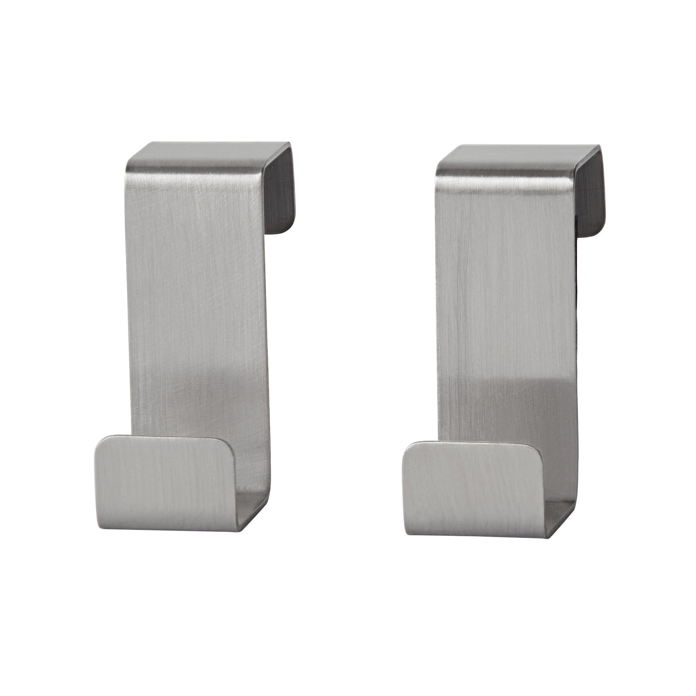 GoodHome Datil Brushed Stainless steel Hook (Holds)1kg, Pack of 2