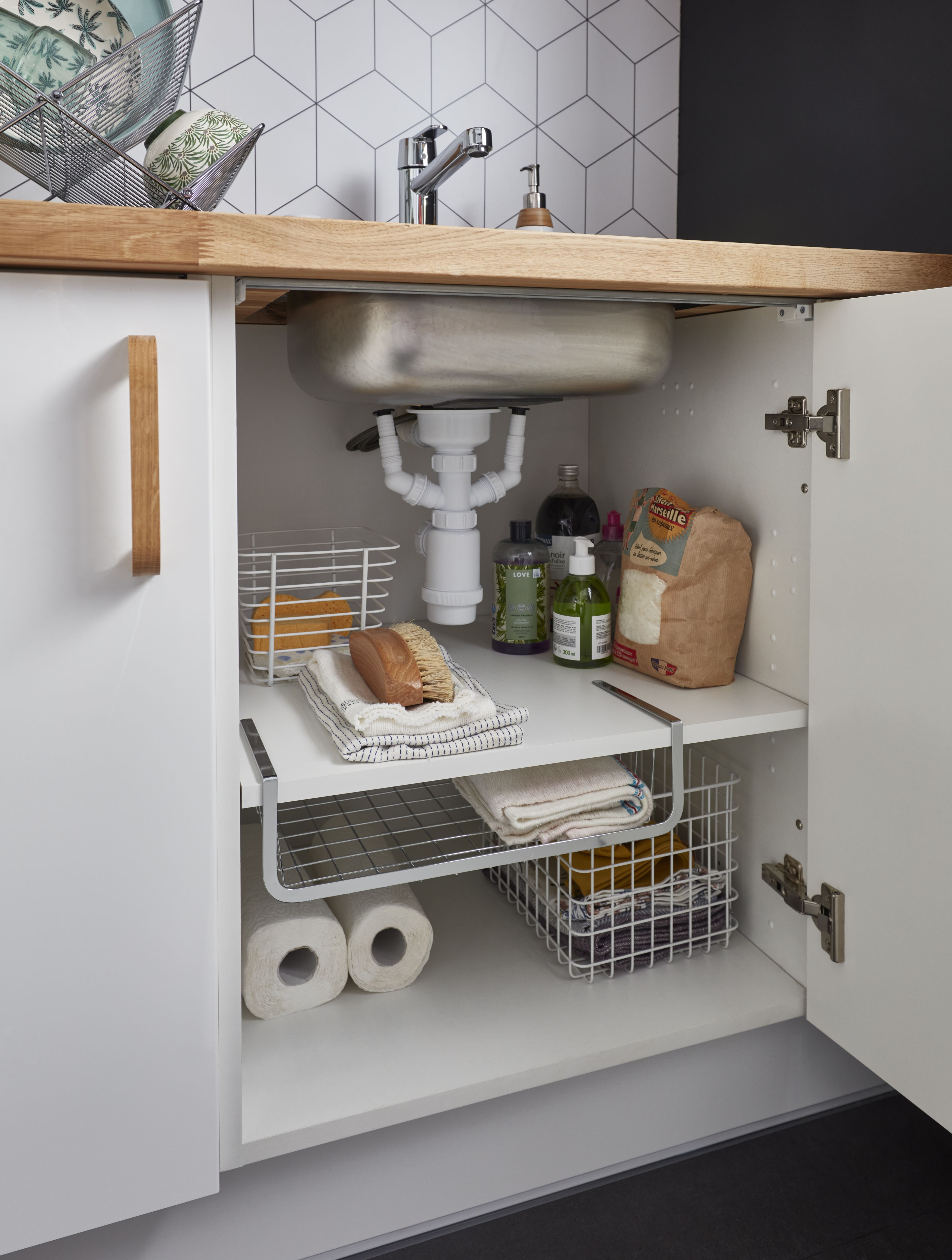 GoodHome Datil Chrome effect Non-magnetic Steel Shelving (L)400mm