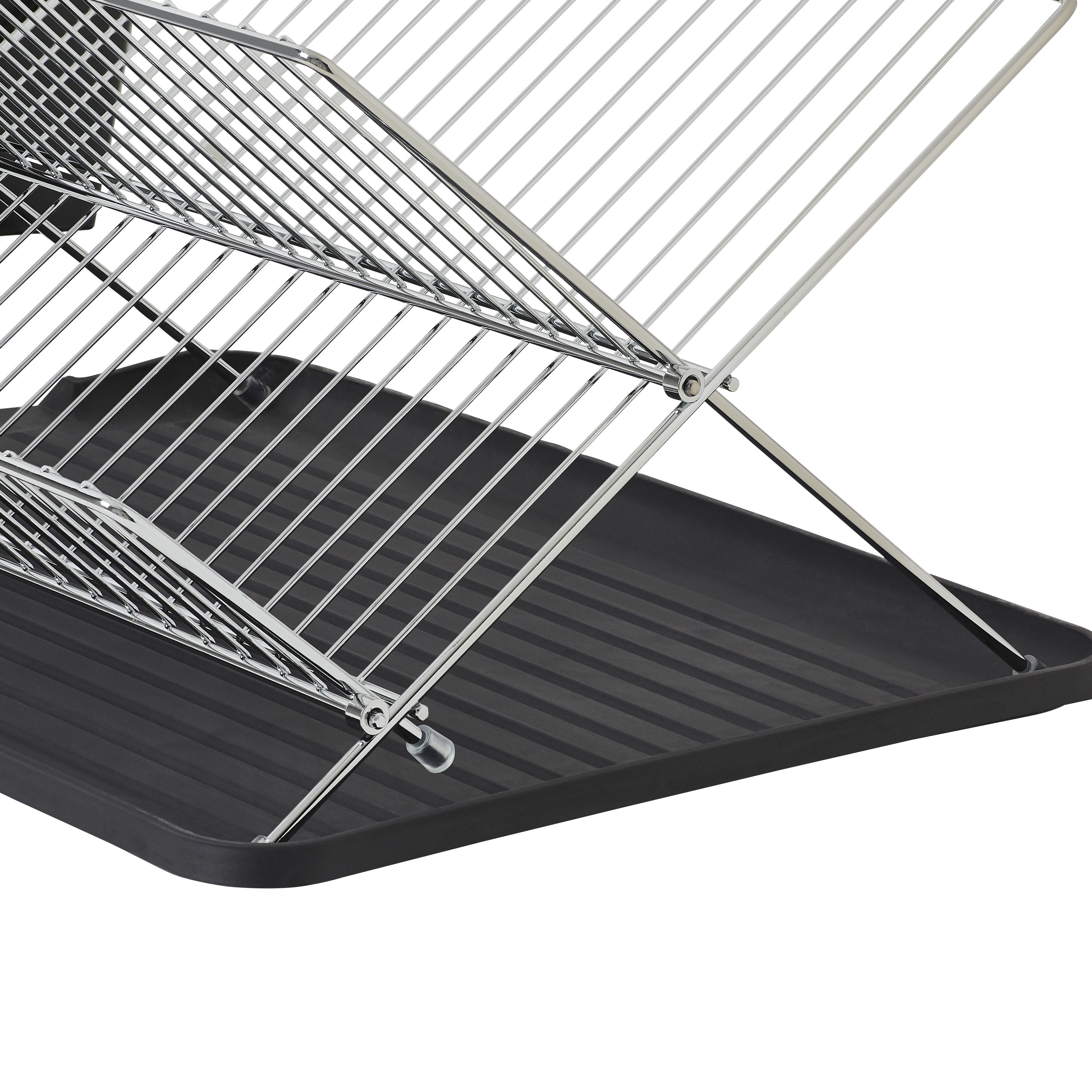 GoodHome Datil Chrome effect X-shaped Dish drainer rack, (W)460mm