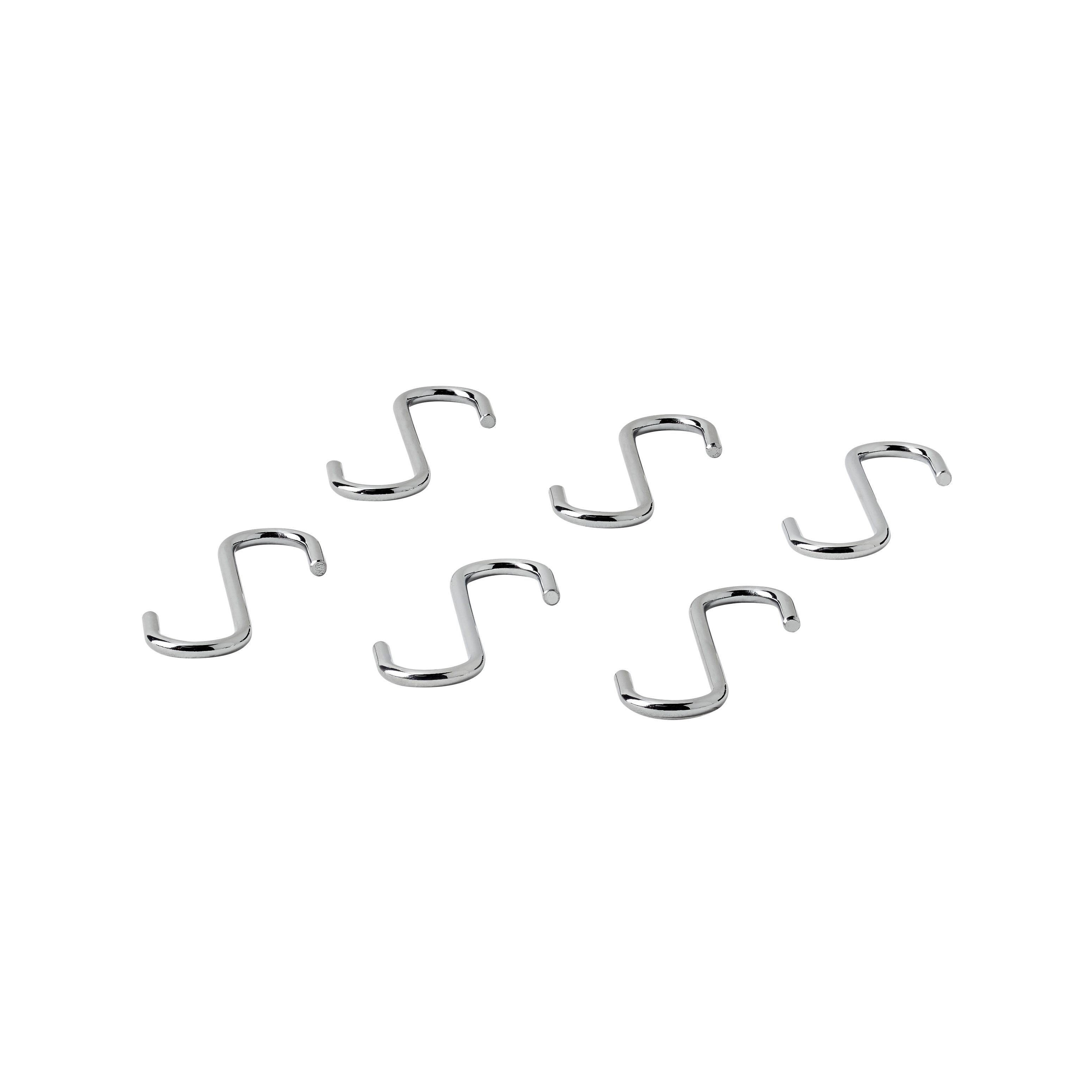 GoodHome Datil Chrome-plated Steel Single Storage hook, Pack of 6