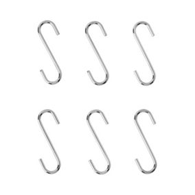 GoodHome Datil Chrome-plated Steel Single Storage hook, Pack of 6