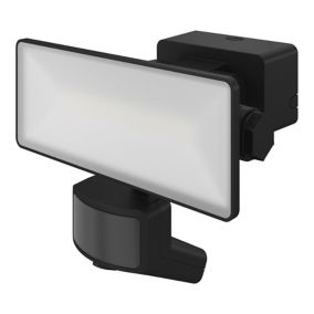 GoodHome Davern Black Mains-powered Cool white Outdoor LED PIR Motion sensor Floodlight 2000lm